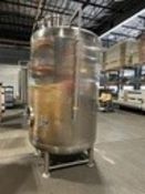 Fronhofer 25BBL (775 gallon) S/S Brite Tank, S/N 025B-002 - 119" tall x 57-1/2" diameter, CIP ball &