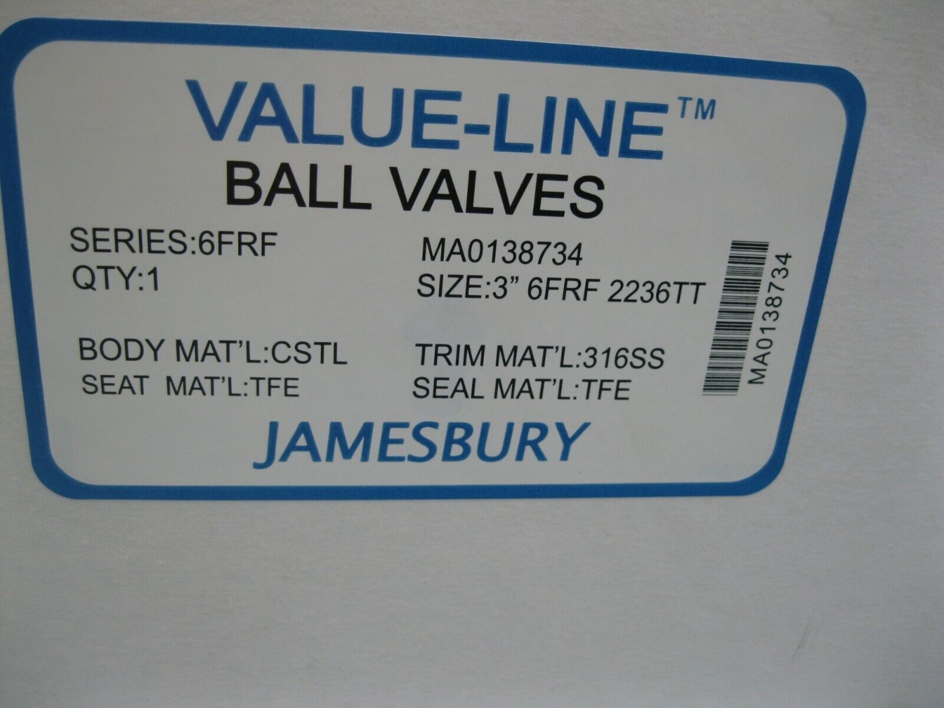 Lot of (12) Jamesbury 3" NPT x 3" 150# Flange 6FRF 2236T Ball Valve CS NEW (Located Springfield, NH) - Image 8 of 8