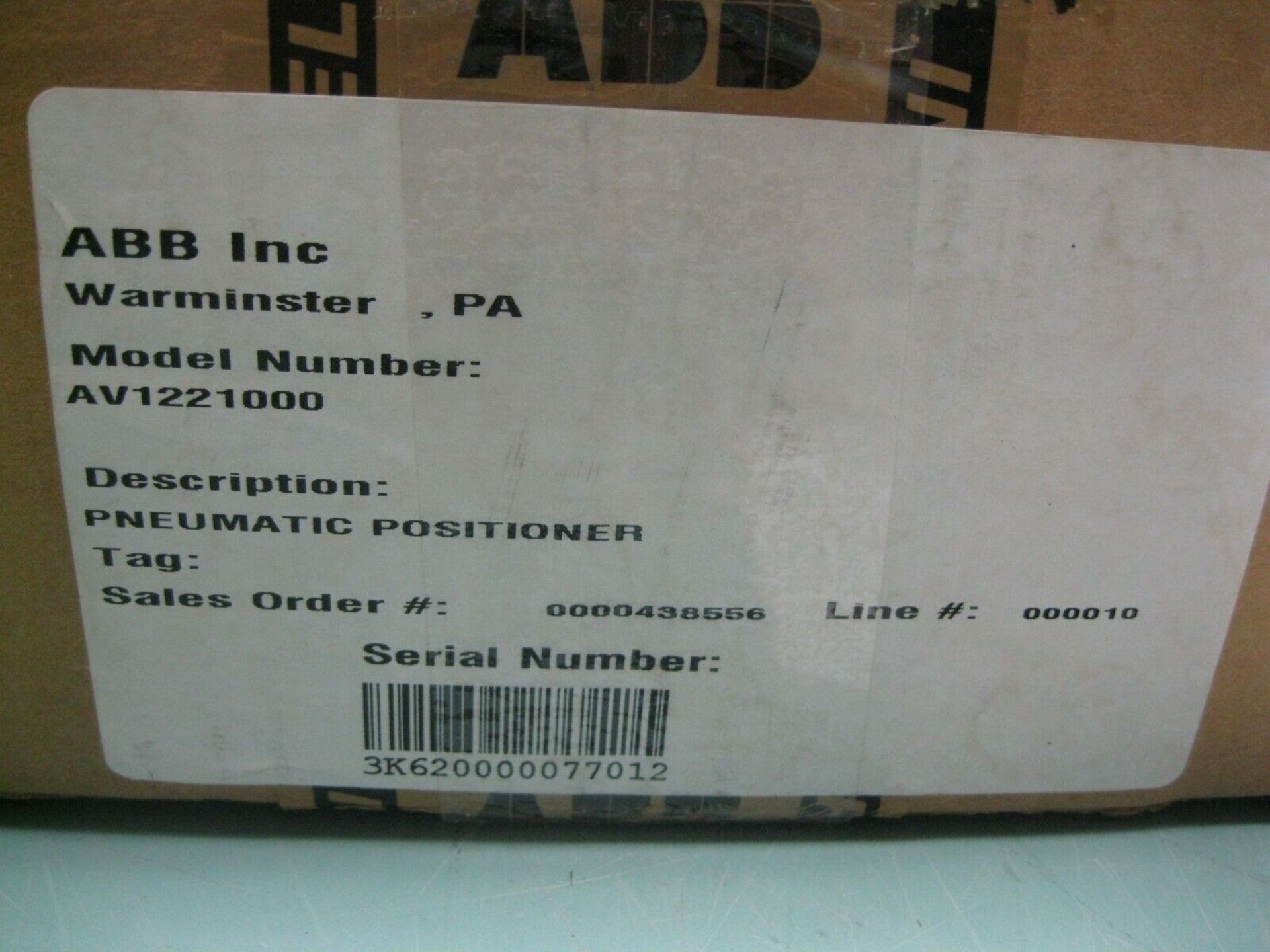 Lot of (2) ABB AV1221000 Pneumatic Positioner NEW (Located Springfield, NH) (Loading Fee $25) - Image 7 of 7