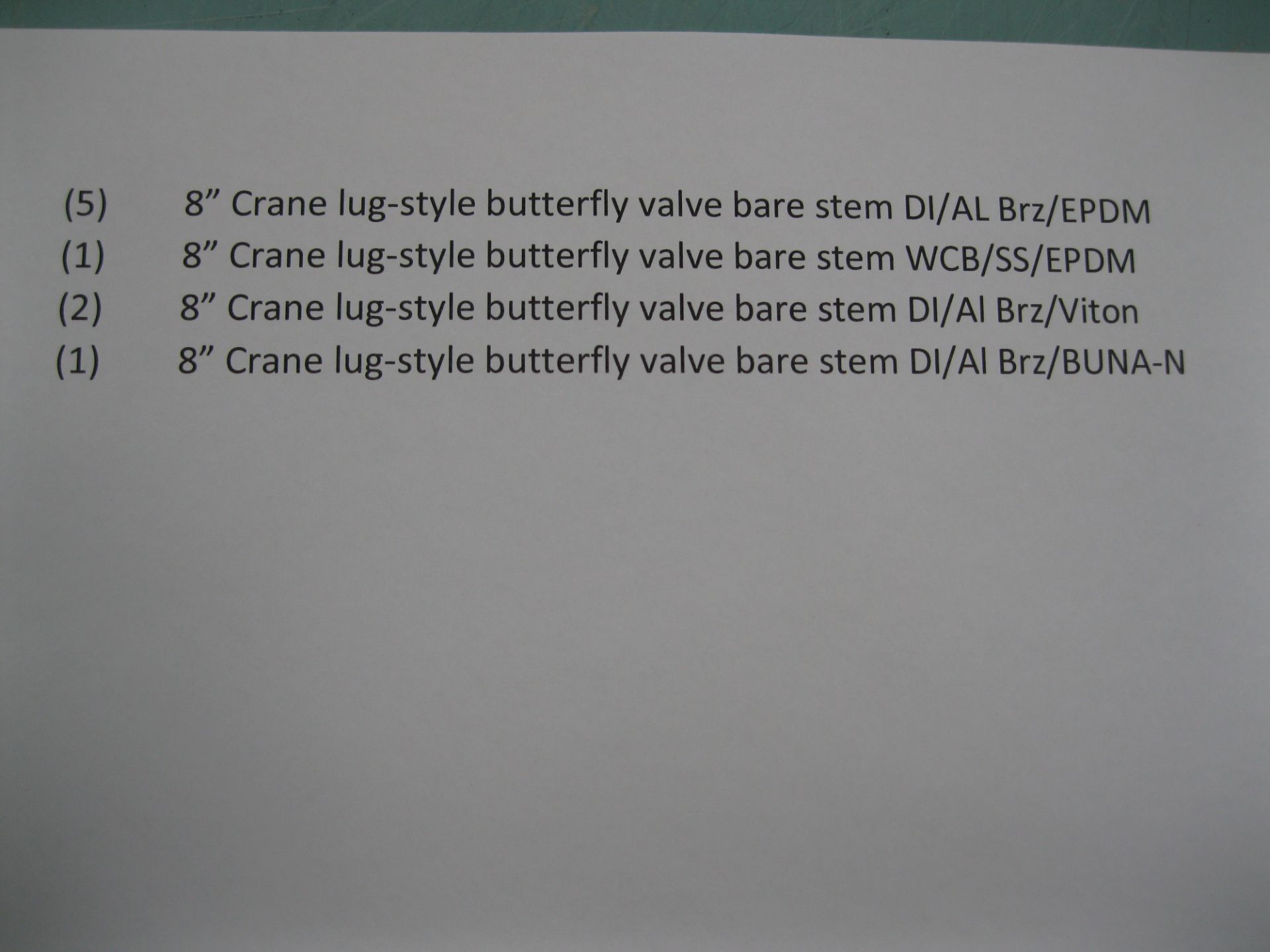 Lot (9) 8" Crane Lug-Style Bare Stem Butterfly Valve NEW (Located Springfield, NH) (Loading Fee $ - Image 9 of 9