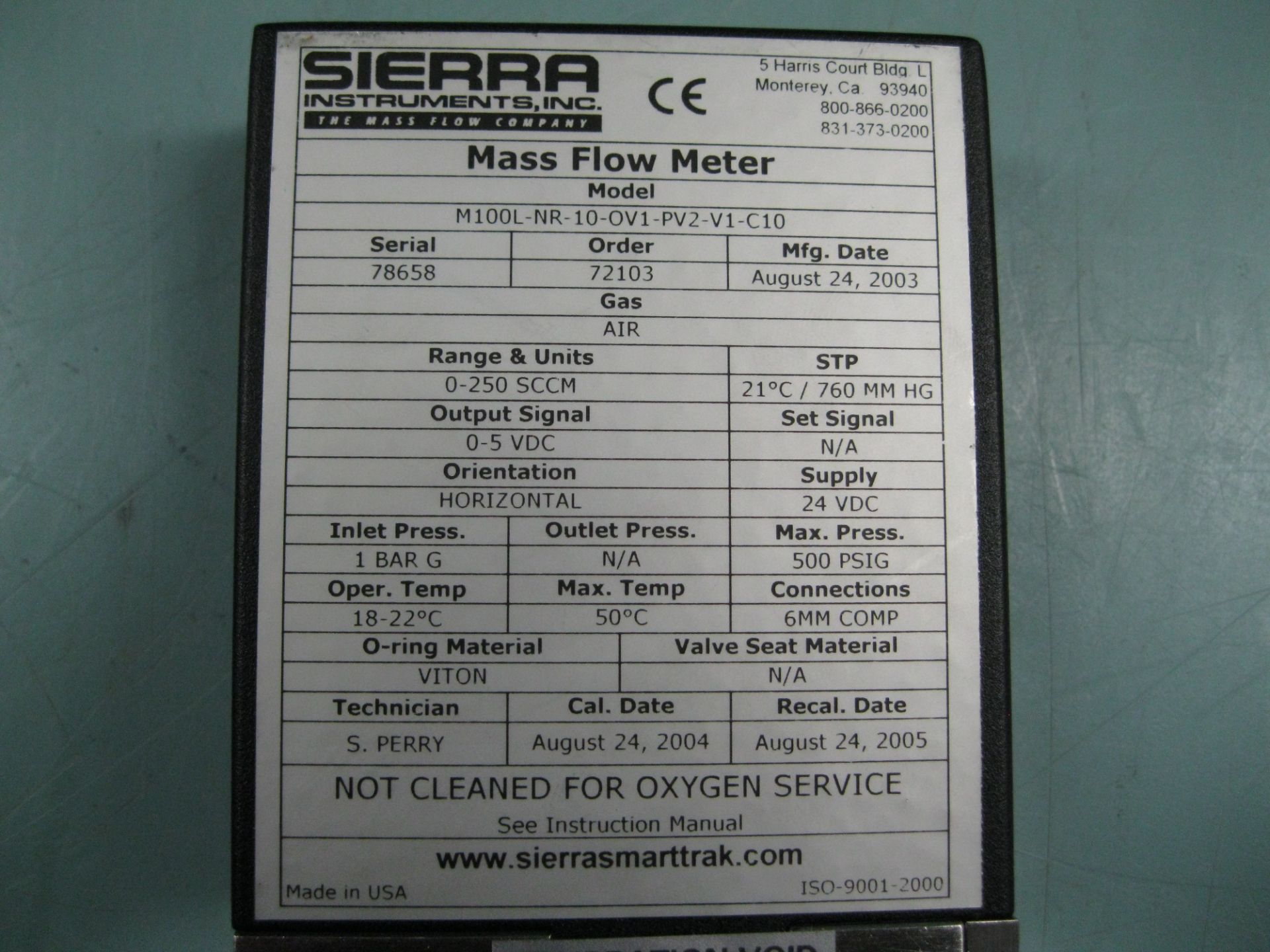 Lot of (4) Sierra Mass Flow Controller/Flow Meter (Located Springfield, NH) (Loading Fee $25) - Image 5 of 6