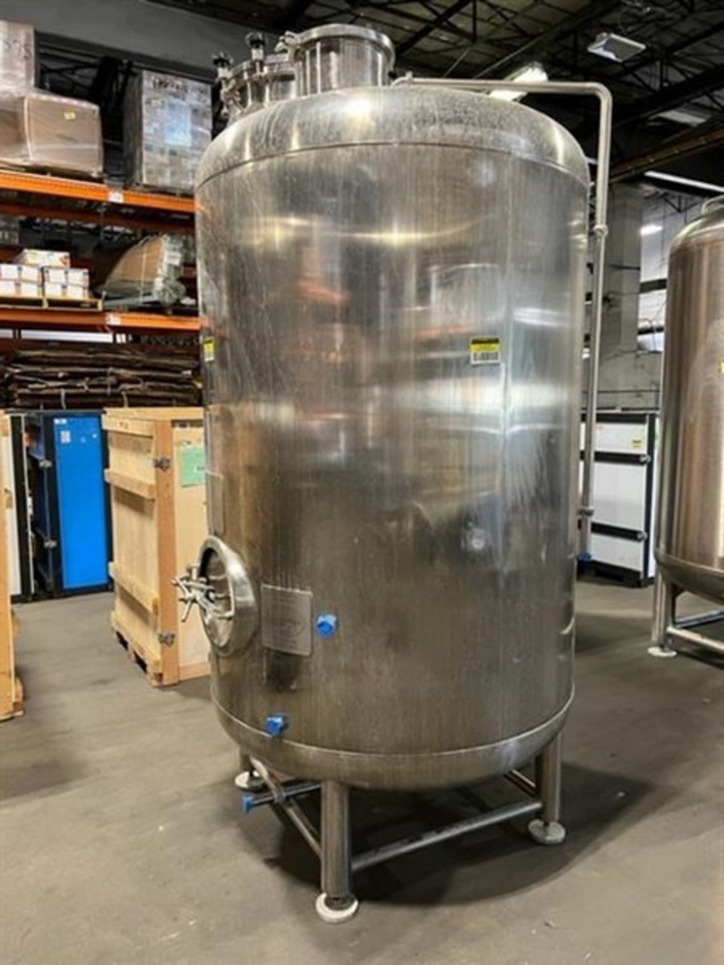 Fronhofer 25BBL (775 gallon) S/S Brite Tank, S/N 025B-001 - 119" tall x 57-1/2" diameter, CIP ball &