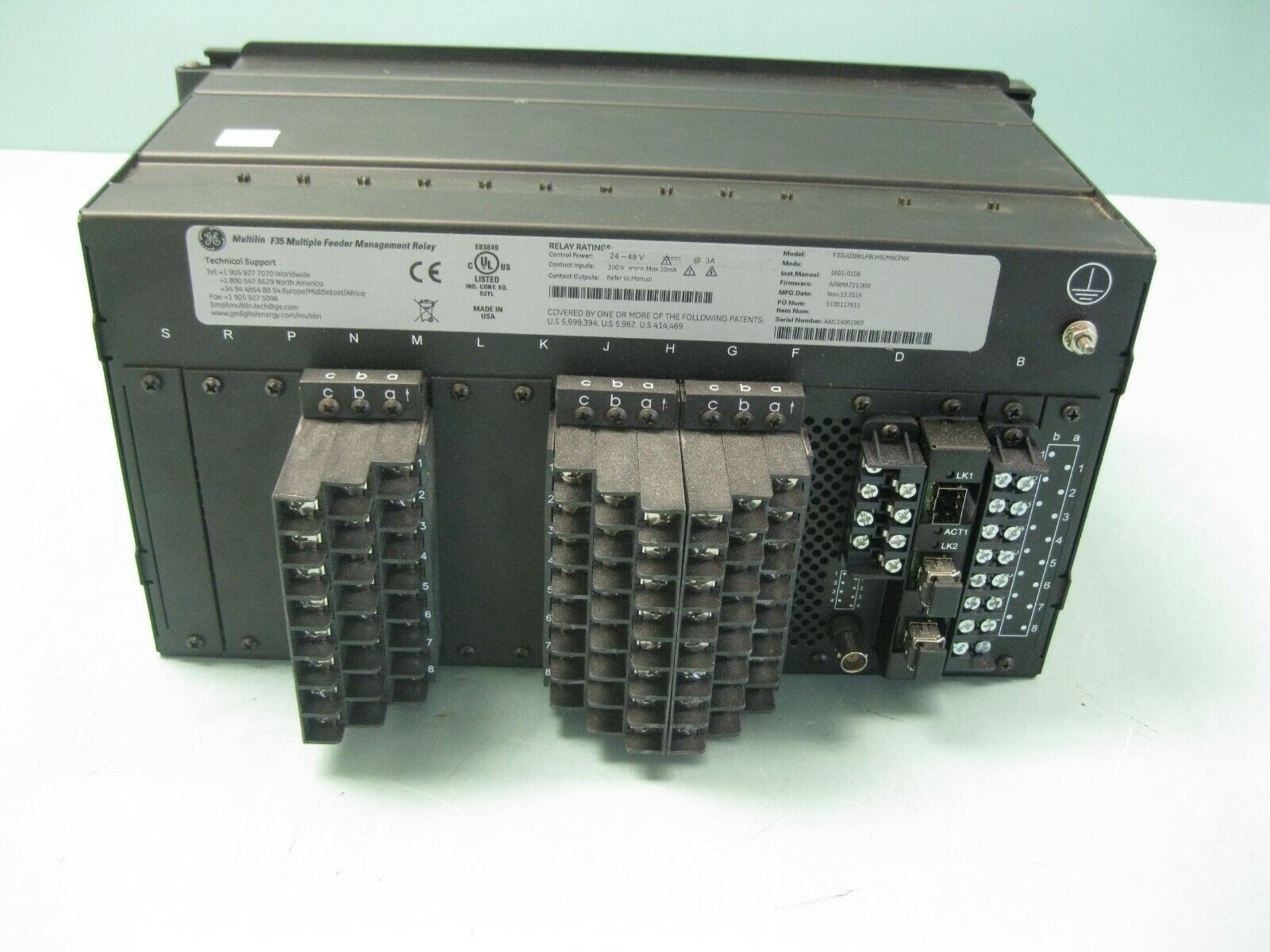 Lot of (5) GE Multilin F35 U03BKLF8LH6LM6CPXX Feeder Management Relay (Located Springfield, NH) ( - Image 2 of 11