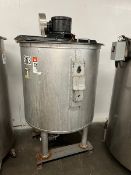 Used approximately 230 gallon stainless steel vertical tank. Approximately 43" diameter X 42"