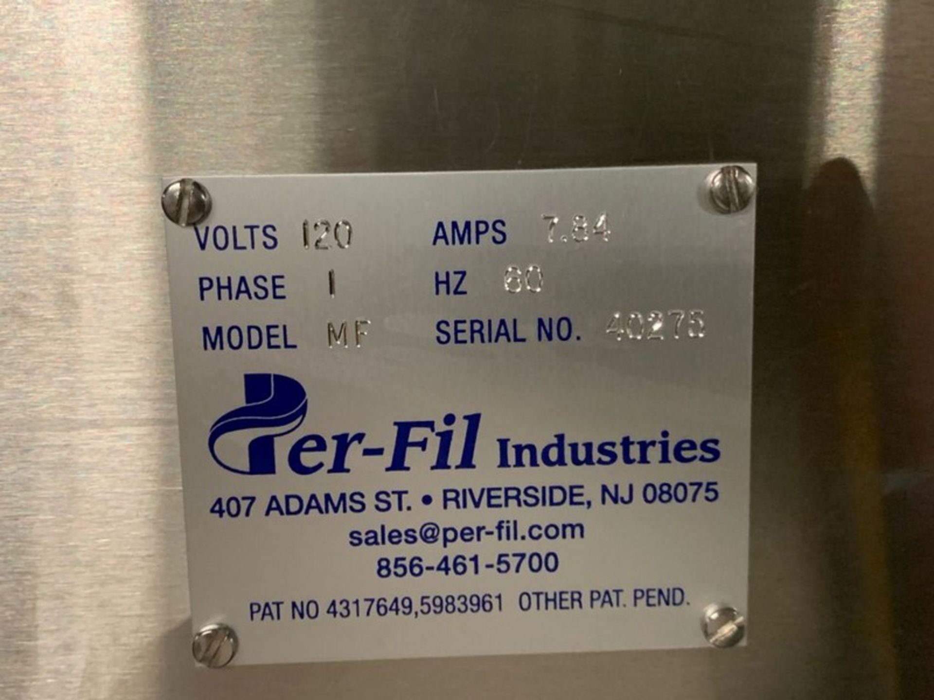 PerFil Semi-Automatic Powder Filler. Model MF, Serial: 40275, 120 Volts, 1 Phase, 60 Hz. As shown in - Image 7 of 7