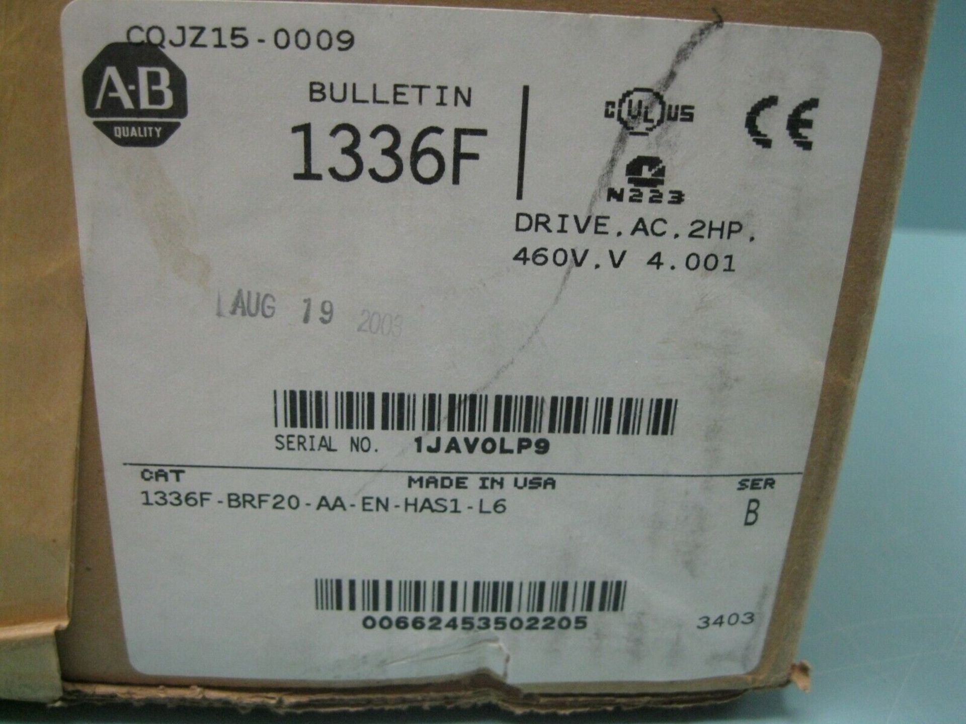 Allen-Bradley 1336F-BRF20 Adjustable Frequency 2 HP AC Drive NEW (Located Springfield, NH) ( - Image 5 of 5