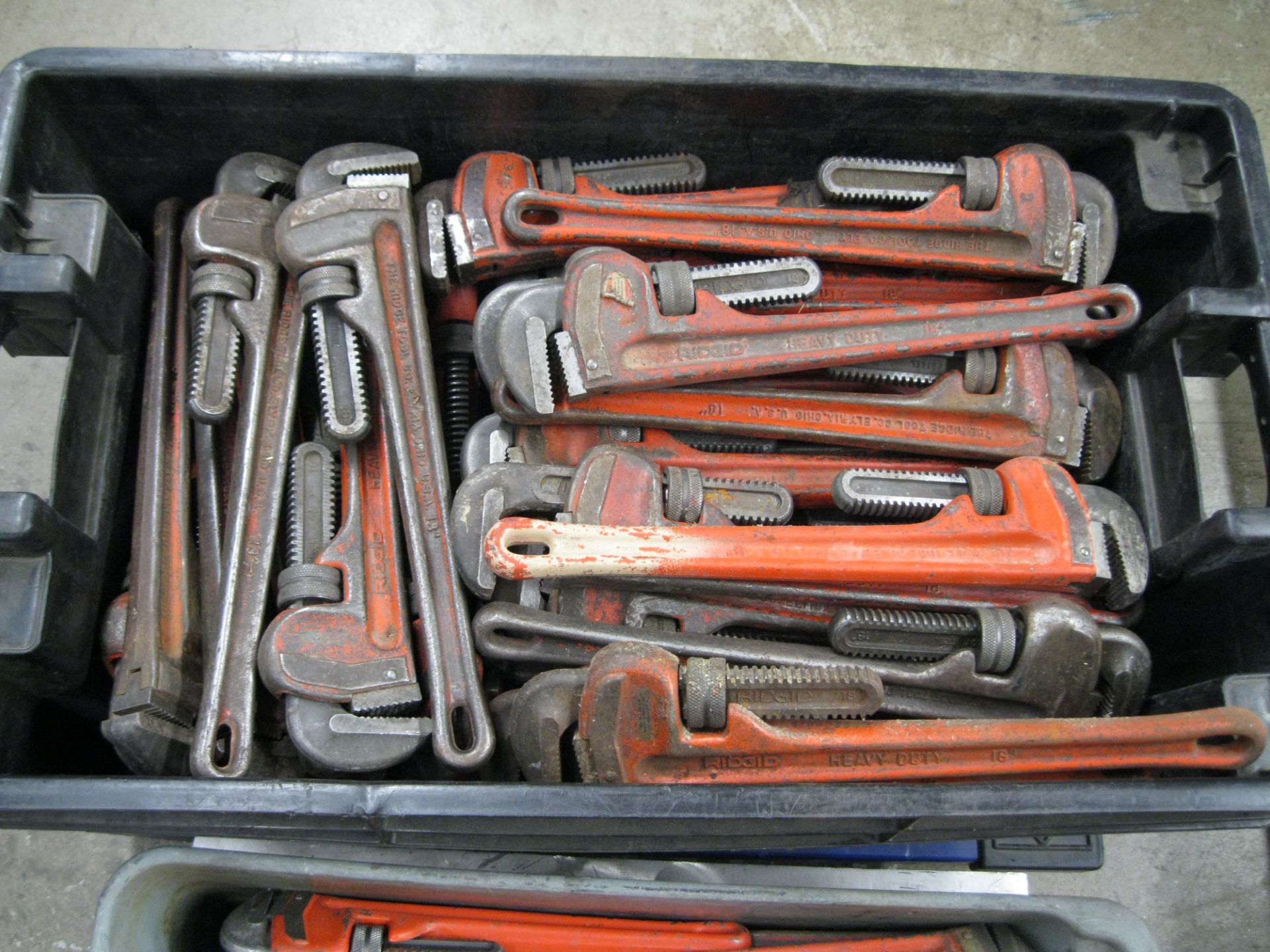 Ridgid Steel Pipe Wrenches (67) 18" and (47) 14" (Located Springfield, NH) (Loading Fee $50)