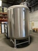 Fronhofer 40BBL (1240 gallon) S/S Brite Tank, S/N 040B-002 - 128" tall x 72-1/4" diameter, CIP