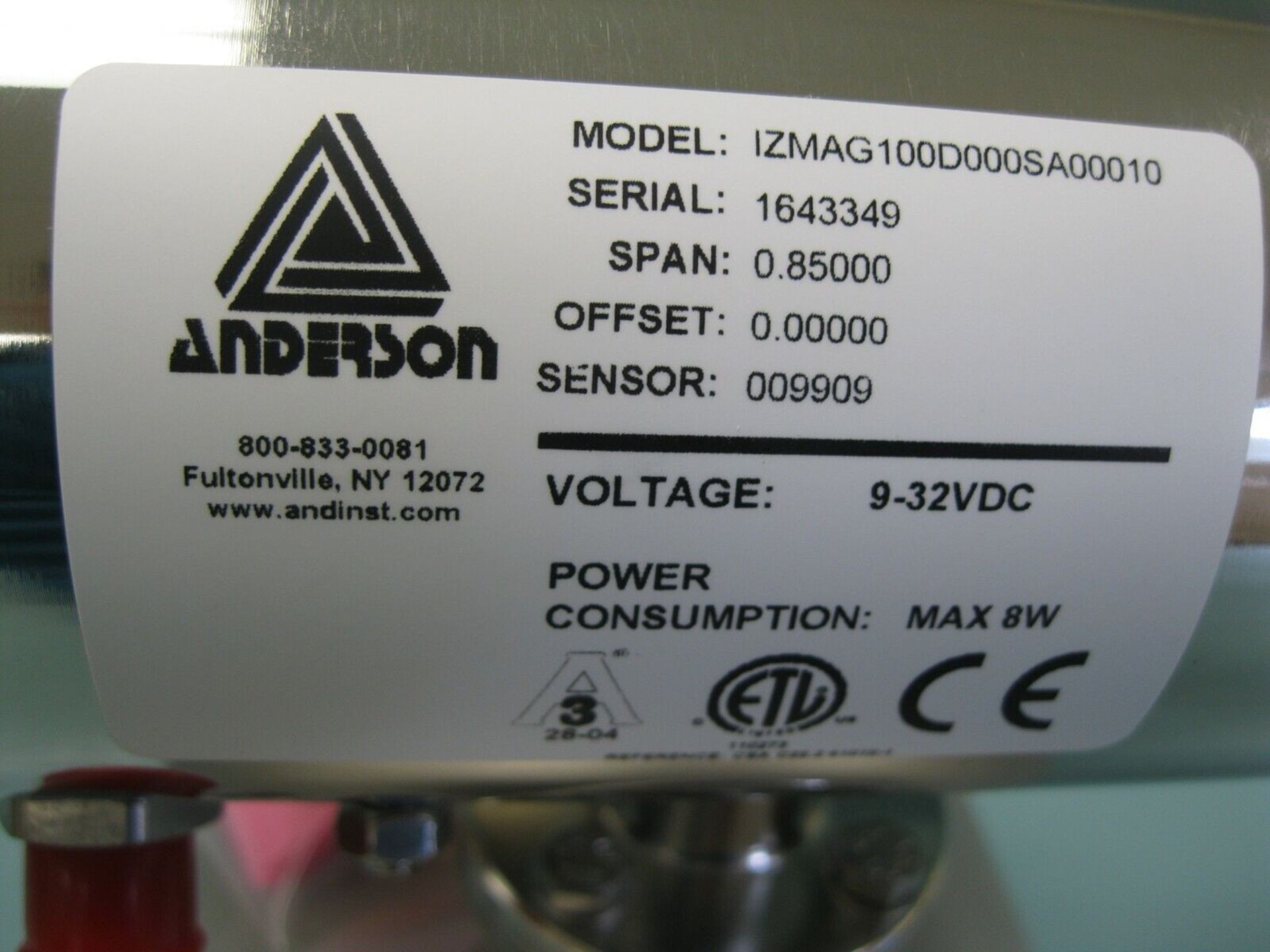 4" Anderson IZMAG100D000SA00010 Sanitary SS Magnetic Flowmeter NEW (Located Springfield, NH) ( - Image 3 of 4