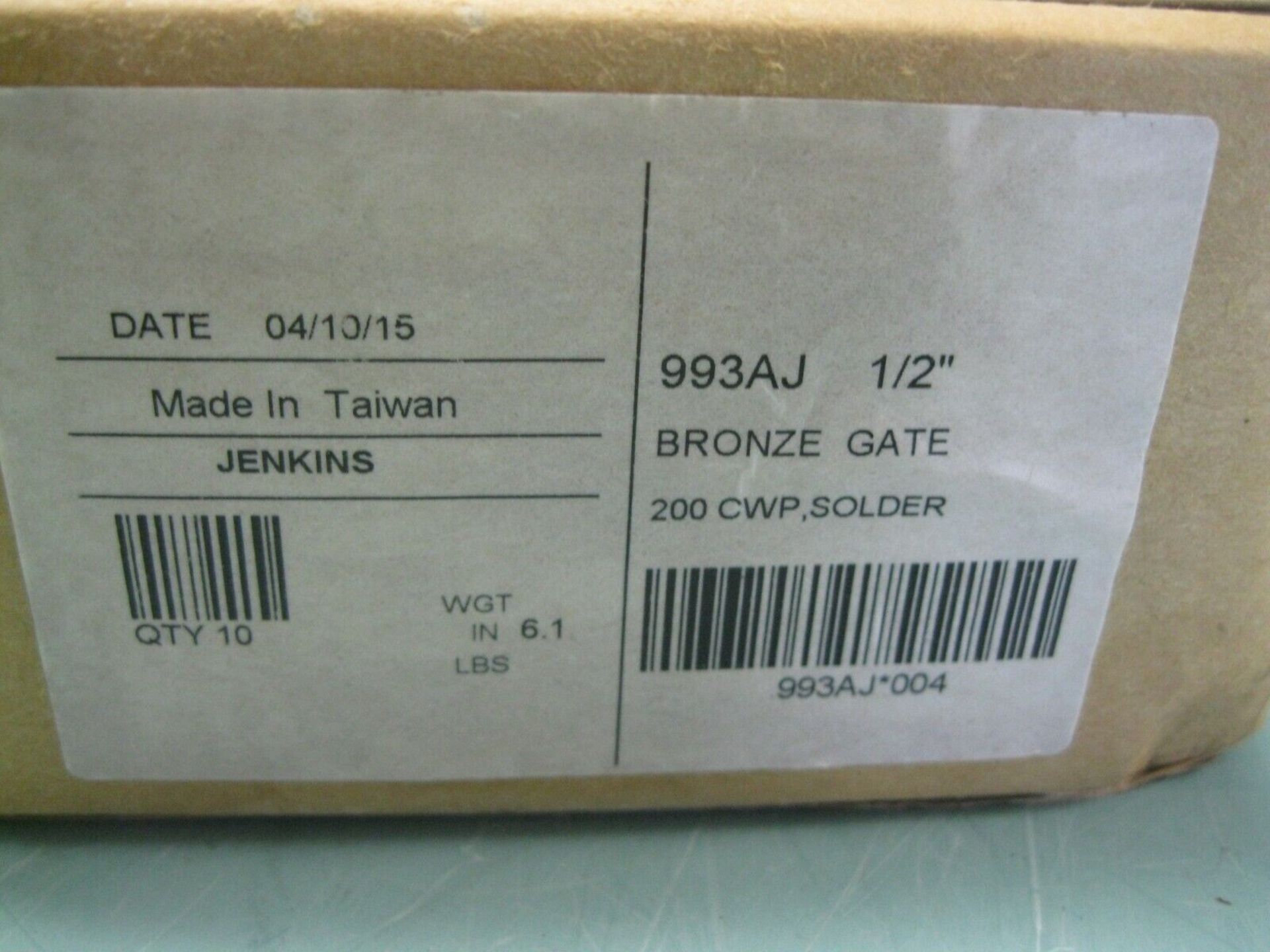 Lot of (70) 1/2" Jenkins 200# CWP Solder 993AJ Bronze Gate Valve NEW (Located Springfield, NH) ( - Image 4 of 4