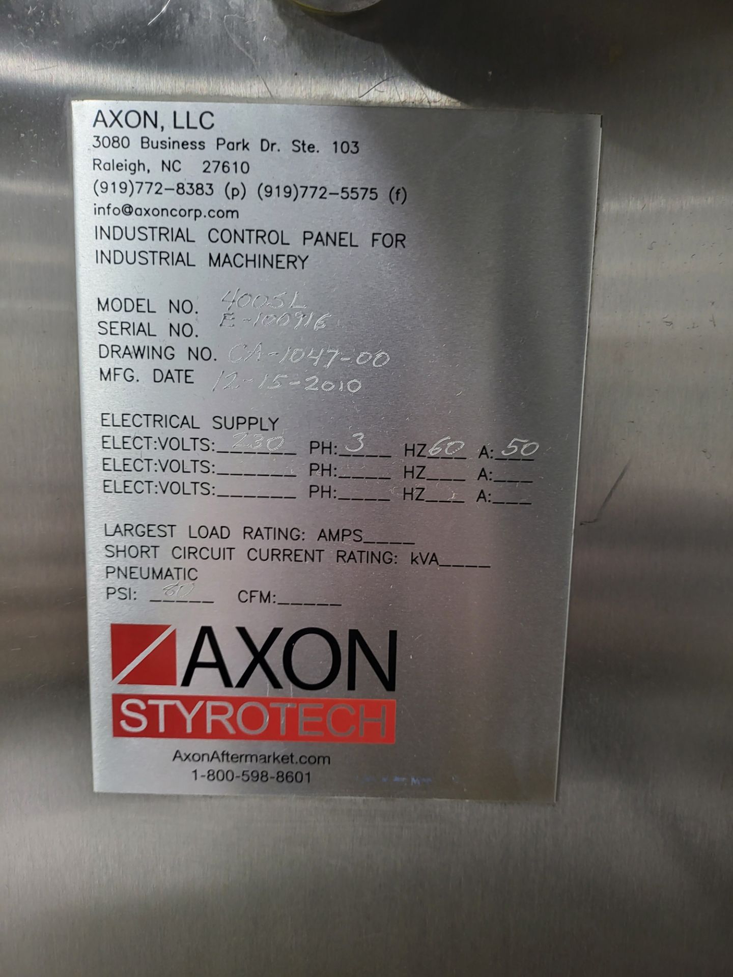 AXON SLEEVER, MODEL LEISTER / DIST BOX, S/N E-100916 (LOCATED LEOMINSTER, MA) - Image 8 of 15