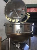 Used Lee 200 gallon vacuum mix vessel. 48" diameter vessel by 36" deep. With a single motion sweep