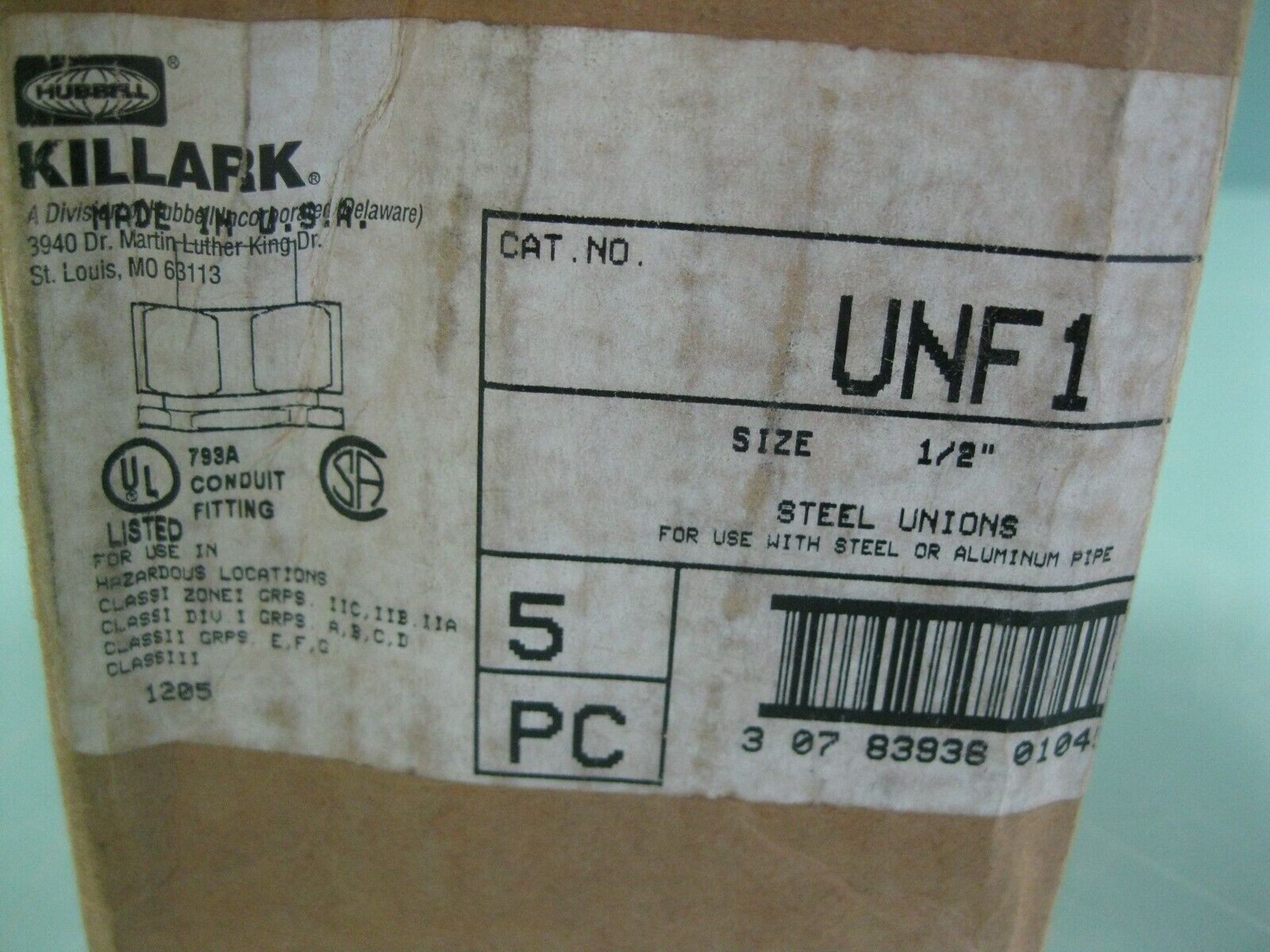 Lot of (100) 1/2" NPT Hubbell Killark UNF1 Steel Union NEW (Located Springfield, NH) (Loading Fee $ - Image 4 of 4