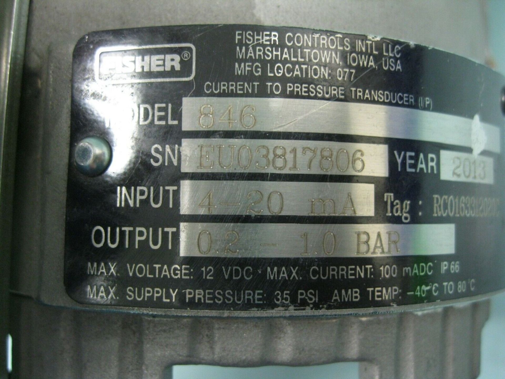 Fisher Controls 846 Current to Pressure Transducer NEW (Located Springfield, NH) (Loading Fee $25) - Image 4 of 6