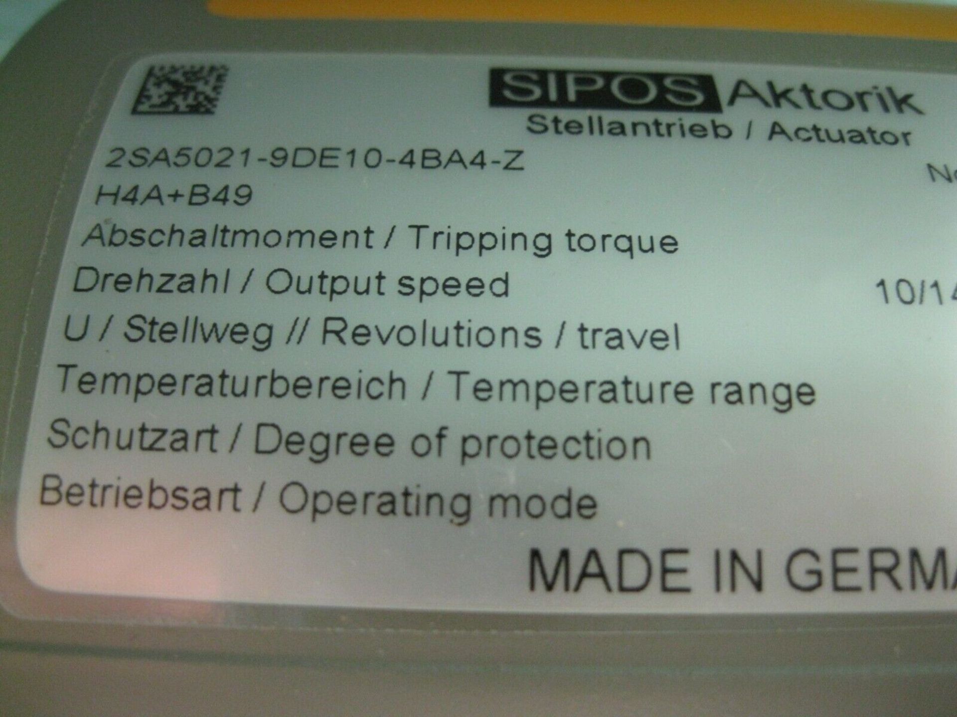 Sipos 5 Profitron 2SA5 Electric Rotary Actuator NEW(Located Springfield, NH) (Loading Fee $50) - Image 4 of 8