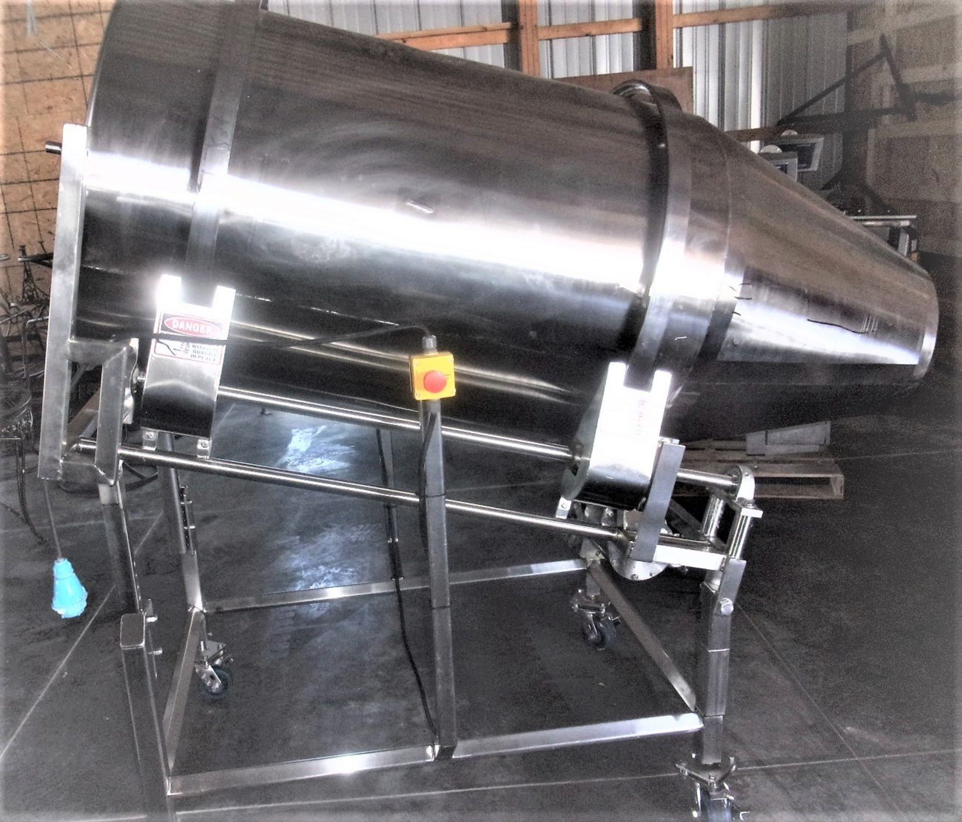 Loos Machine 32" Diameter x 60" Long S/S Sanitary Coating Tumble Drum, Adjustable Degrees of Angle - Image 8 of 11