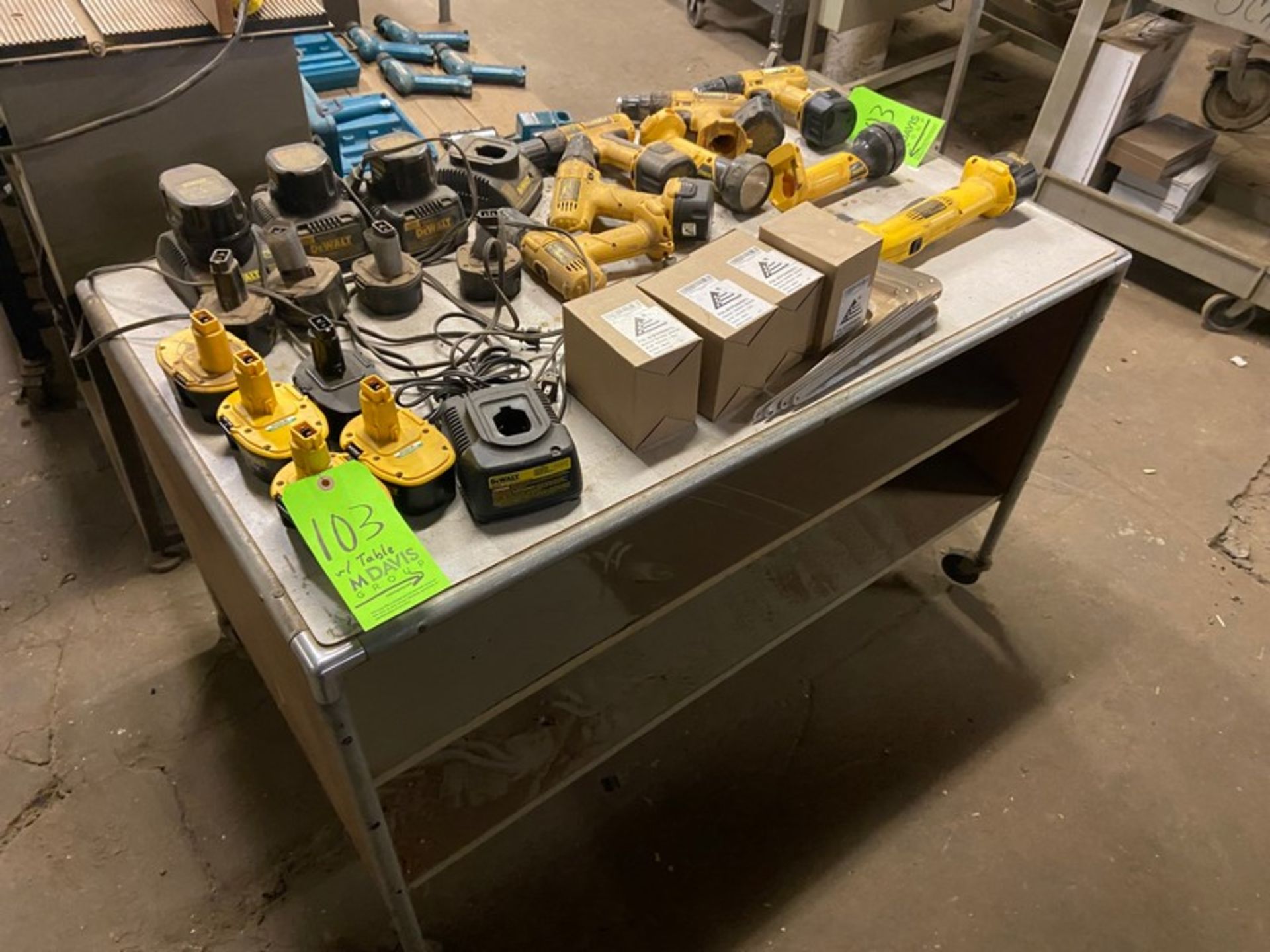 Lot of Assorted DeWalt Drills & (1) Right Angle Drill, with Batteries & Charger, Lot Includes the