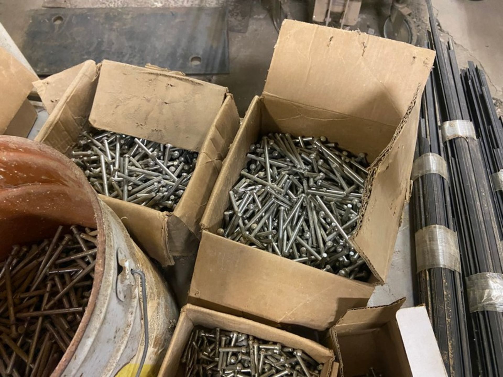 Lot of Assorted (5) Boxes of Steel Rivets with Bundles of Plastic Straight Sections (LOCATED IN - Image 5 of 5