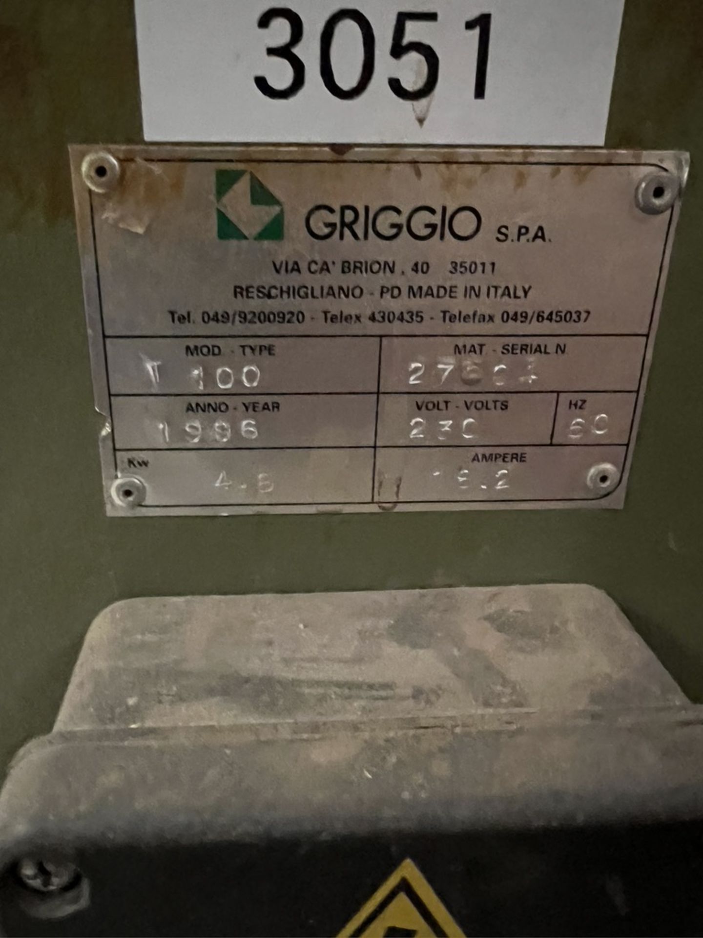 GRIGGIO SHAPER WITH POWERMATIC POWER FEEDER, SHAPER MODEL T 100, S/N 27504, POWER FEEDER MODEL PH - Image 7 of 13