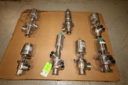 Lot of (7) Assorted Tri Clover & Waukesha / CB 2", 2.5" & 3" 2-Way S/S Air Valves, All with Teflon