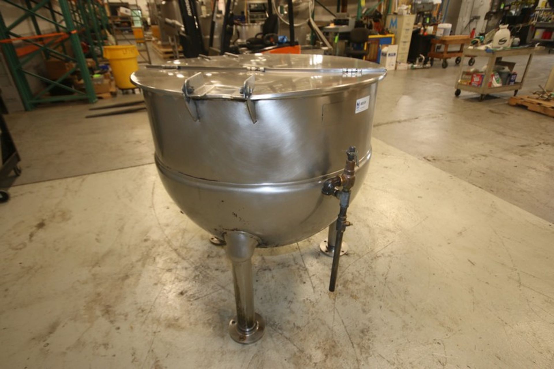 Groen 150 Gallon S/S Jacketed Kettle, Model FT-150 SN 81076-2, with Hinged Lid, 3" Threaded Bottom - Image 4 of 7