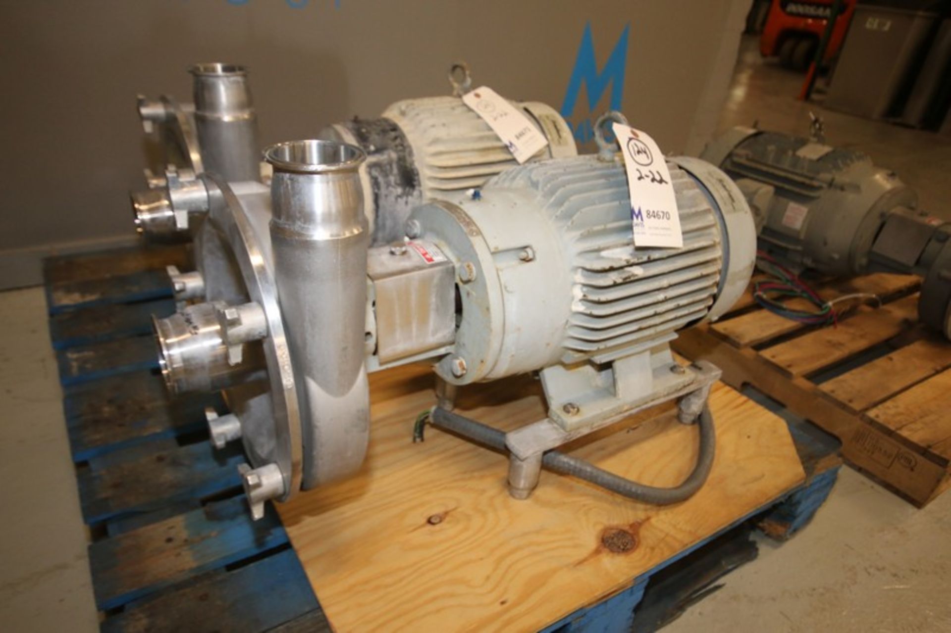 Fristam 15 hp Centrifugal Pump, Model FPX3551-225, with 3" x 2.5" Clamp Type S/S Head, Baldor 1760