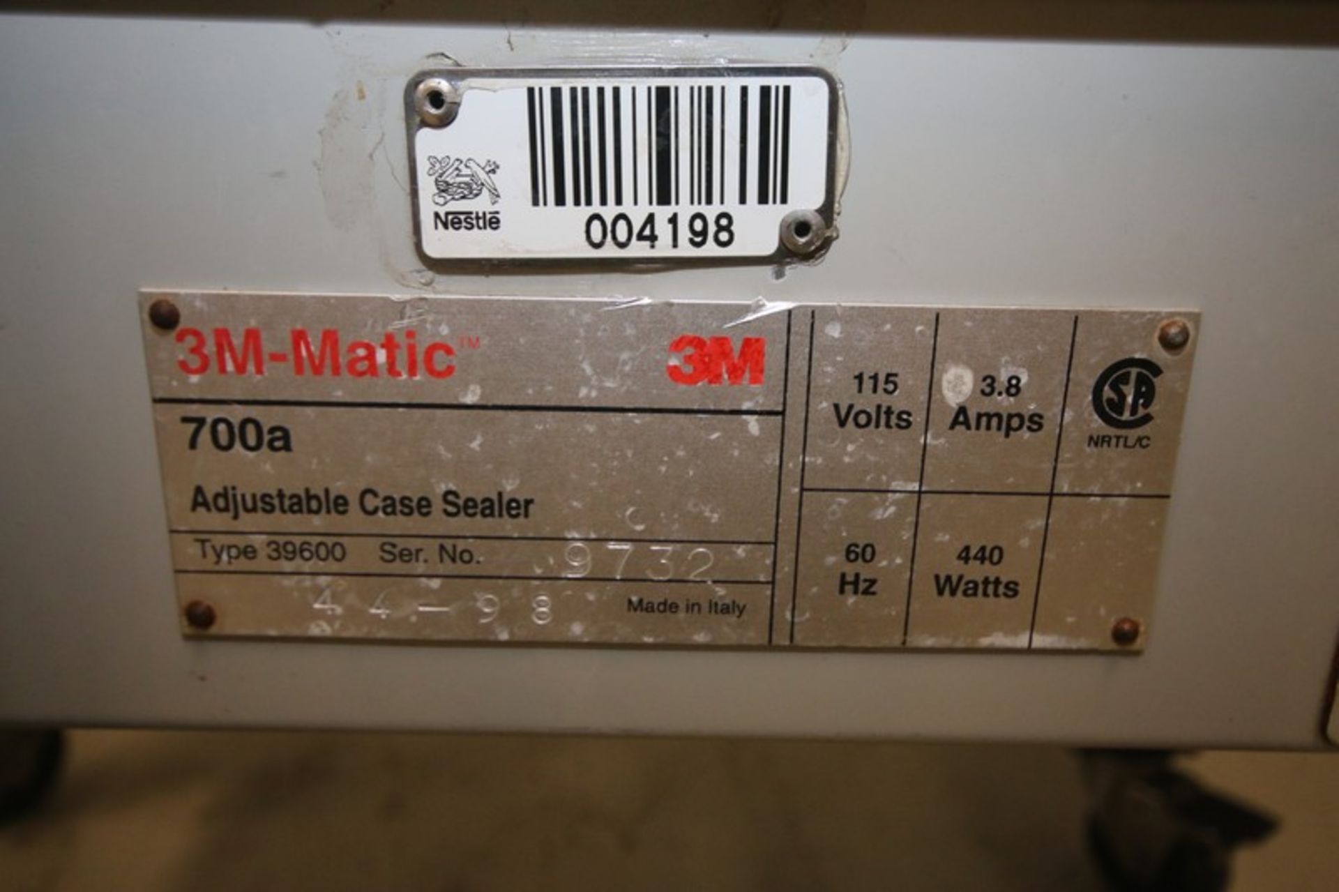 3M-Matic Adjustable Case Sealer, Series 700A, Type: 39600, SN 9732, Includes Top & Bottom Cartridge, - Image 5 of 6