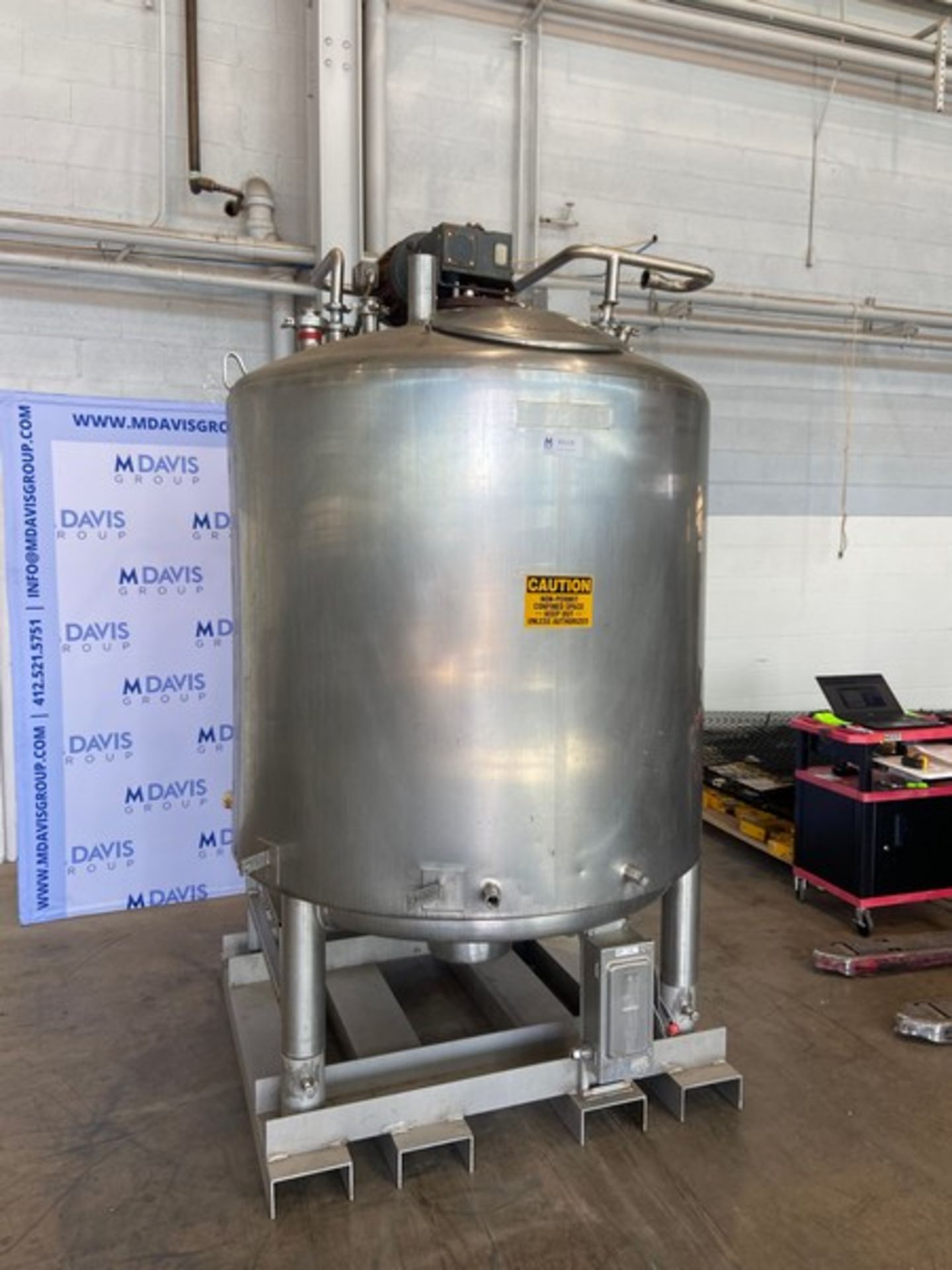 Mueller Aprox. 500 Gal. Jacketed S/S Tank,Internal Dims.: Aprox. 55" Tall x 52" Dia., with CIP Spray - Image 9 of 13