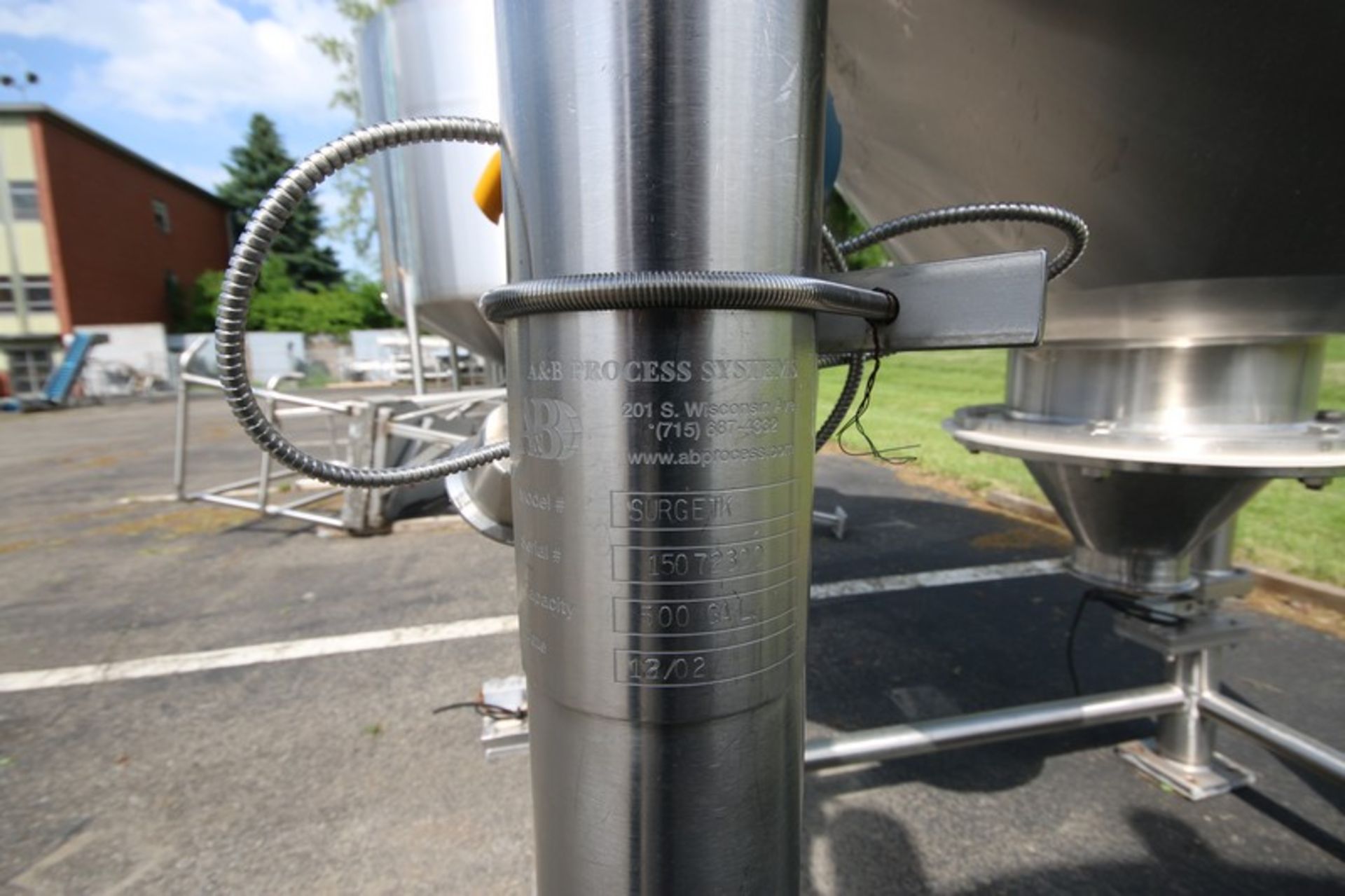 A&B 500 Gal. S/S Surge Tank,M/N SURGETK, S/N 15072300, with S/S Cone Bottom & S/S Hinge Lids, with - Image 8 of 11