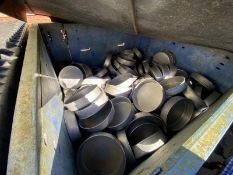 Lot of Assorted 8” Round Aluminum Pans,Aprox. (200) Pans with Aprox. 48” L x 45” W x 49” H Plastic