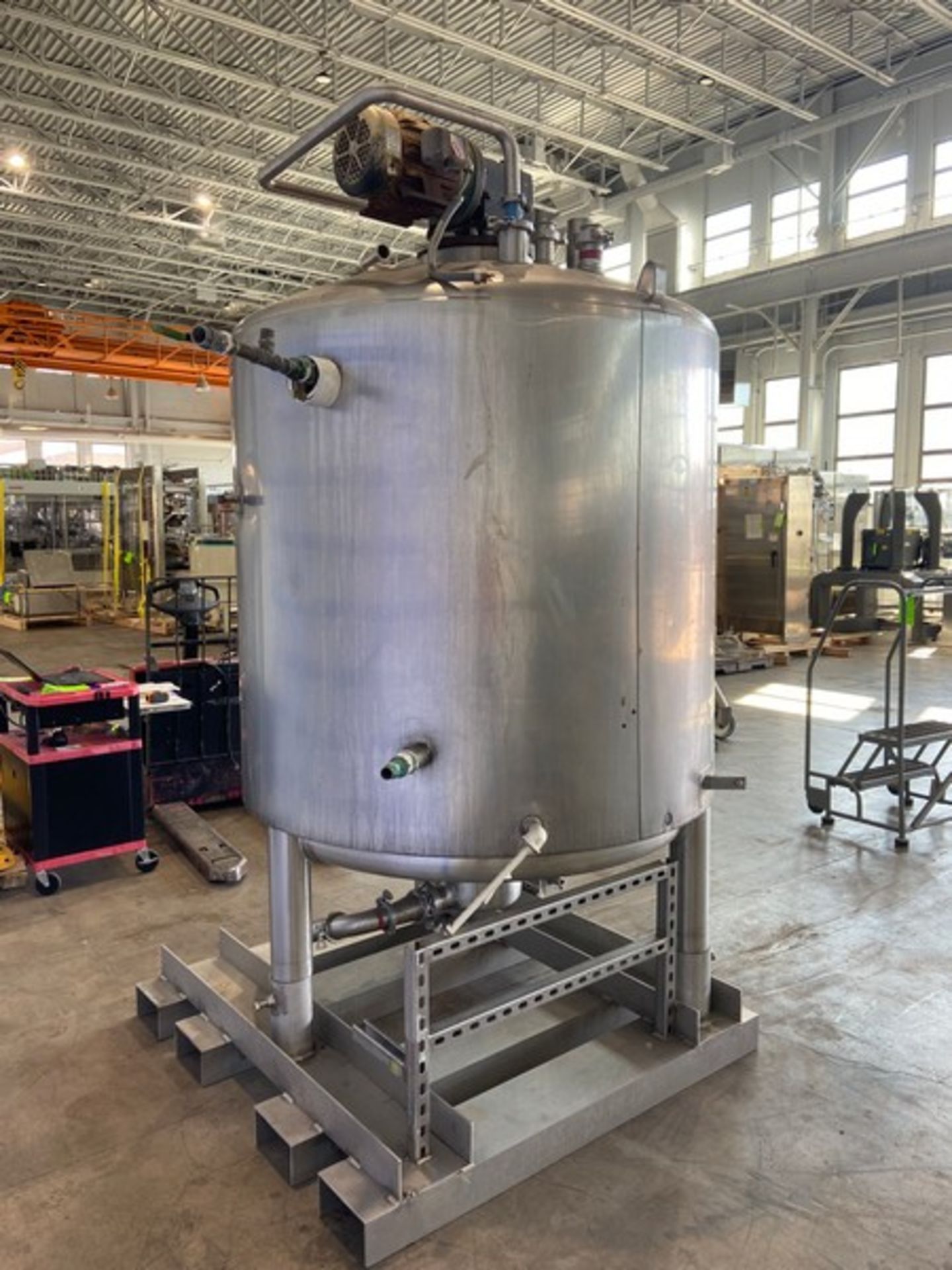 Mueller Aprox. 500 Gal. Jacketed S/S Tank,Internal Dims.: Aprox. 55" Tall x 52" Dia., with CIP Spray - Image 3 of 13