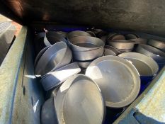 Lot of Assorted 8” Round Aluminum Pans,Aprox. (200) Pans with Aprox. 48” L x 45” W x 49” H Plastic