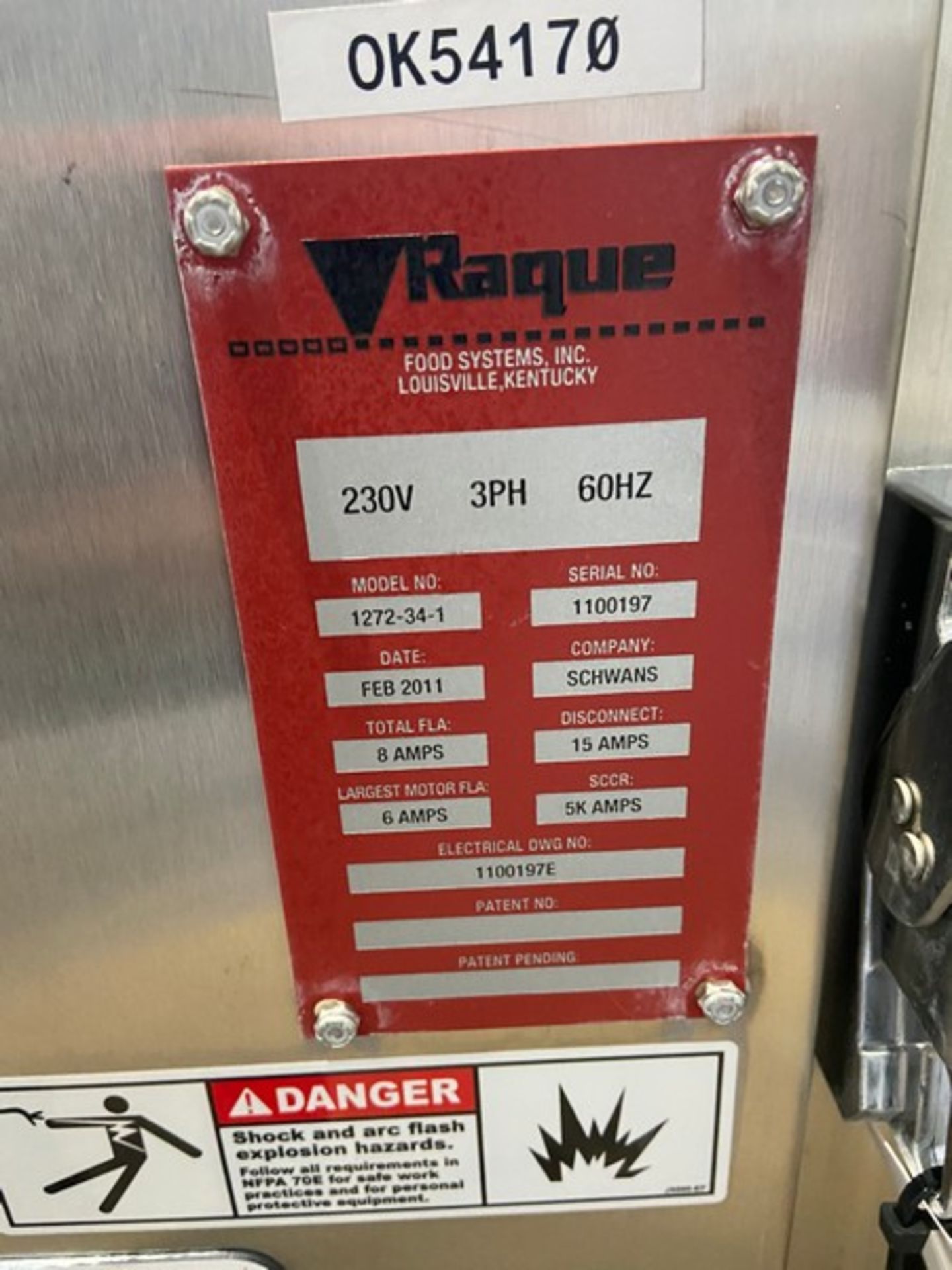 2011 Raque 6-Head Filler/Depositor,M/N 1272-34-1, S/N 1100197, 230 Volts, 3 Phase (INV#84801)( - Image 9 of 12