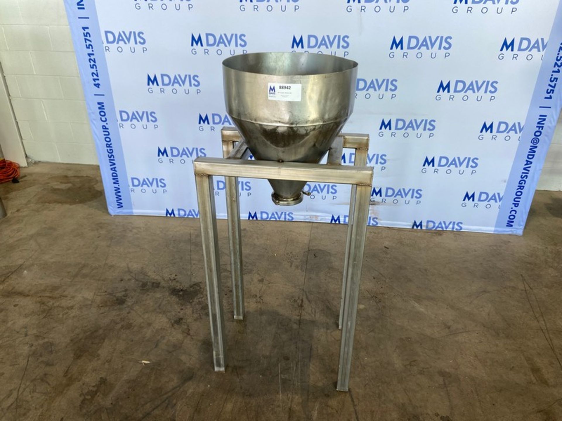 Single Wall S/S Funnel,Top Dia. of S/S Funnel: Aprox. 18" Dia., with Clamp Type Discharge, Mounted