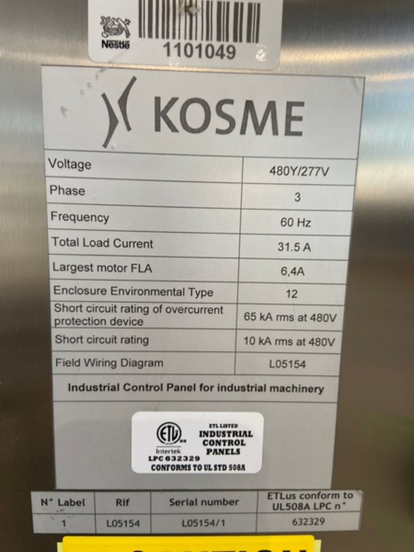2010 KOSME 10-Head Labeler, M/N EXTRA-AD/10/1056, S/N L05154, 480 Volts, 3 Phase, with S/S Control - Image 22 of 22