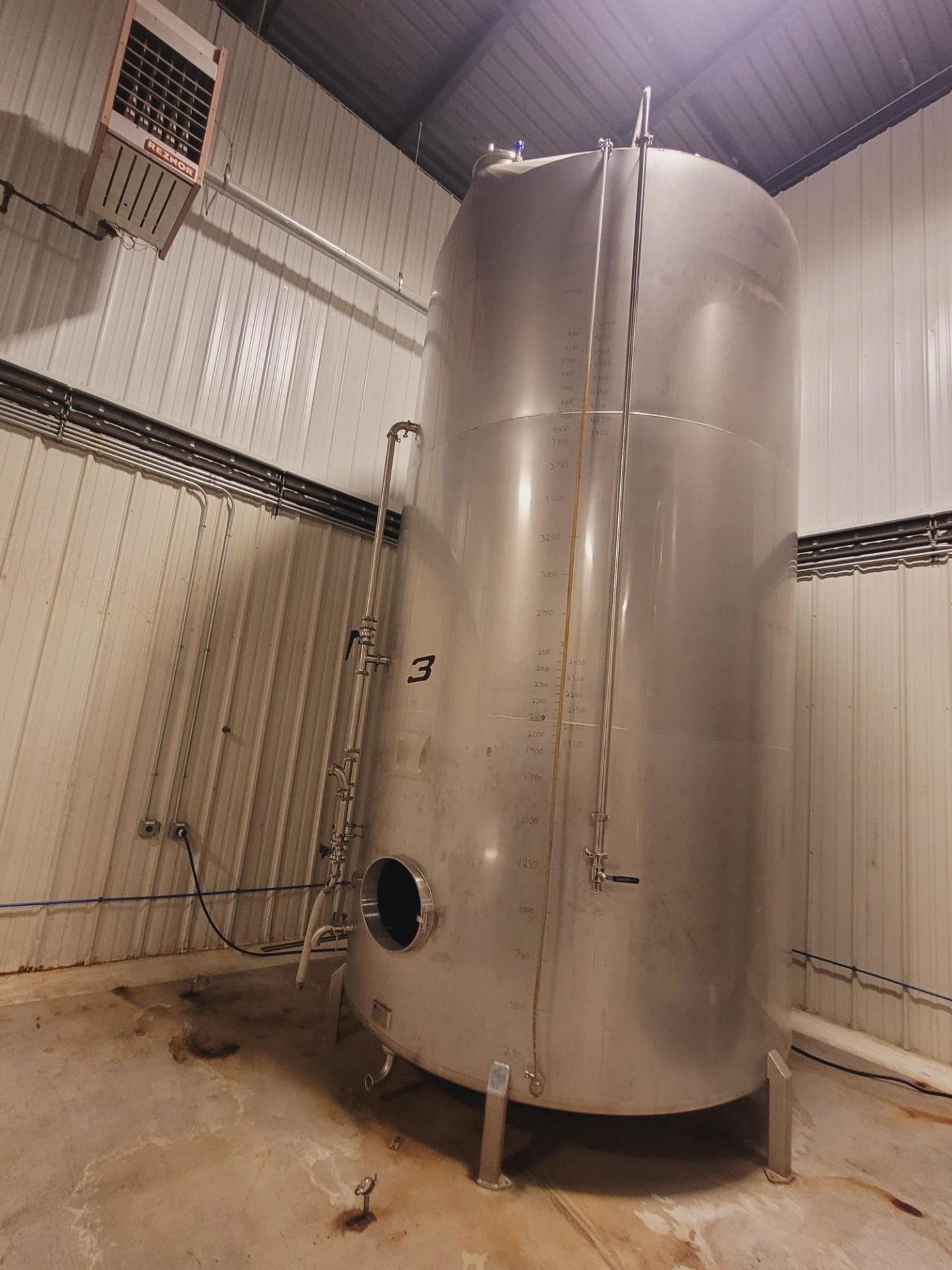 Vance metals 6100 gallon capacity vertical type 304 stainless steel single wall storage tank. - Image 2 of 4