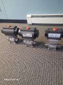 (3) 2” 2 way air operated ball valves, tri clamp connections on ports