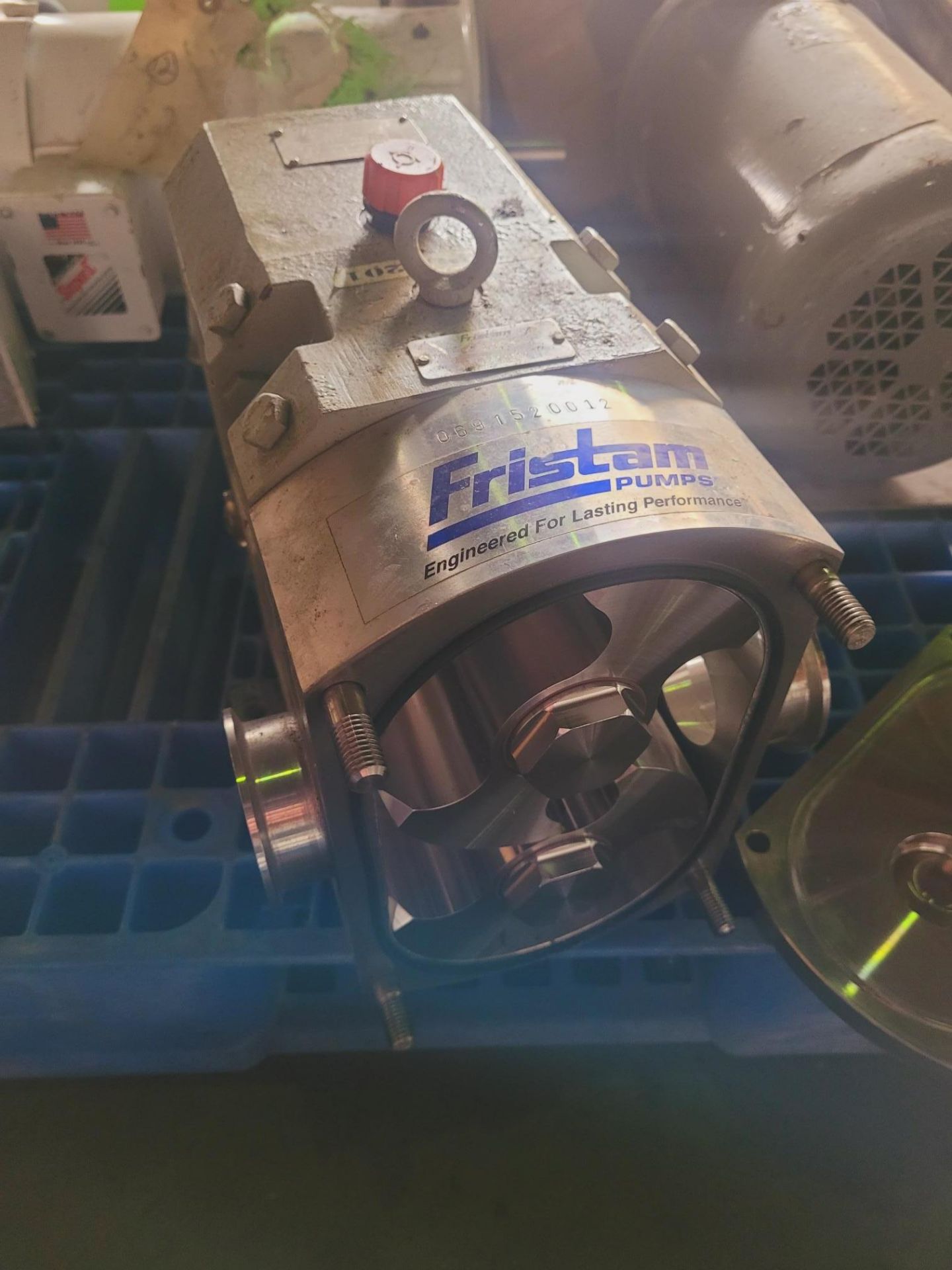 Fristam Model FL 100 S Positive pump  , 2.5” tri clamp connections on ports.  Loading/ Palletizing