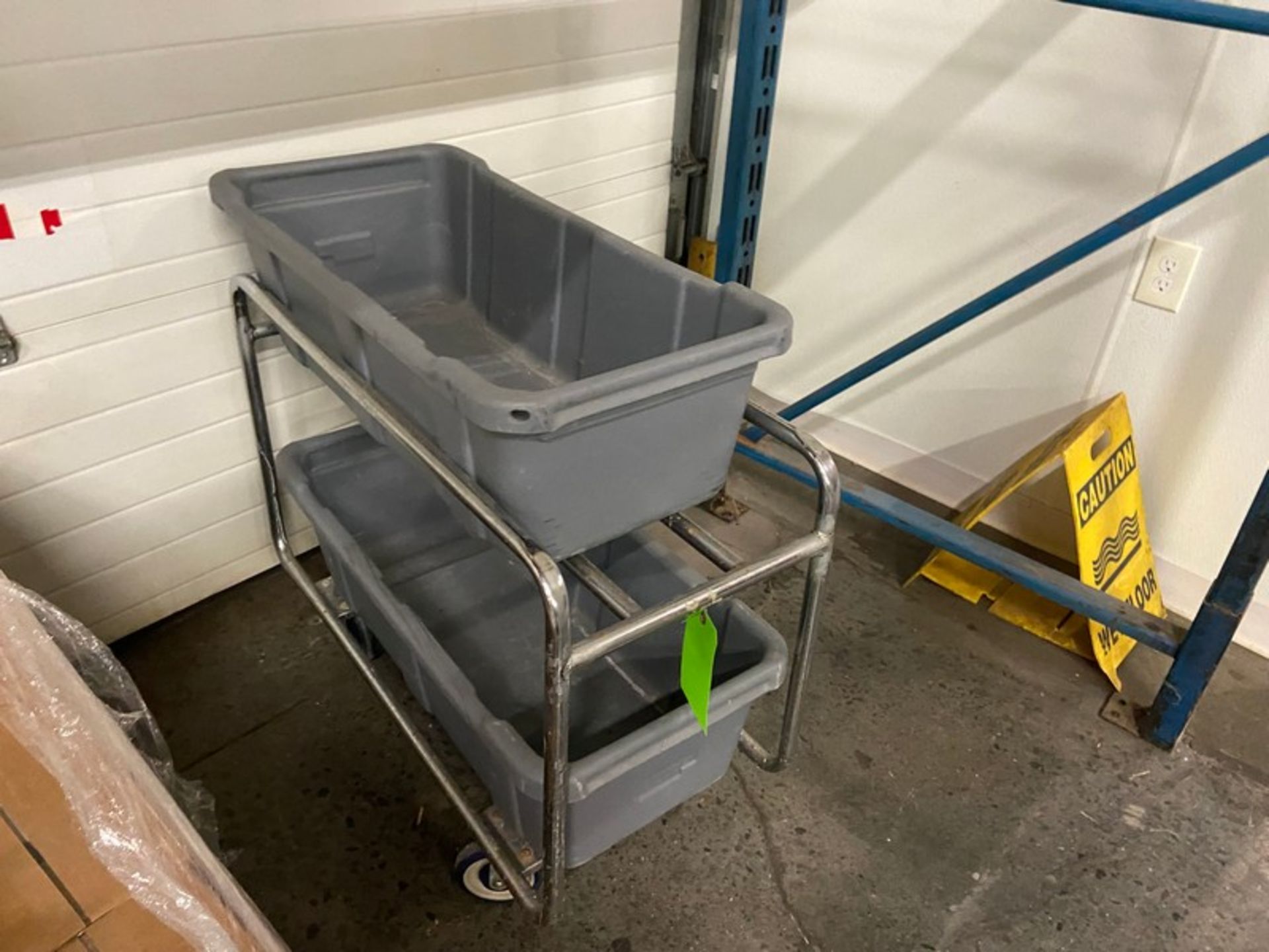 (2) TUB PORTABLE UNIT, WITH (2) GRAY PLASTIC TUBS WITH PORTABLE ALUMINUM CART (LOCATED IN CALLERY, - Image 2 of 2