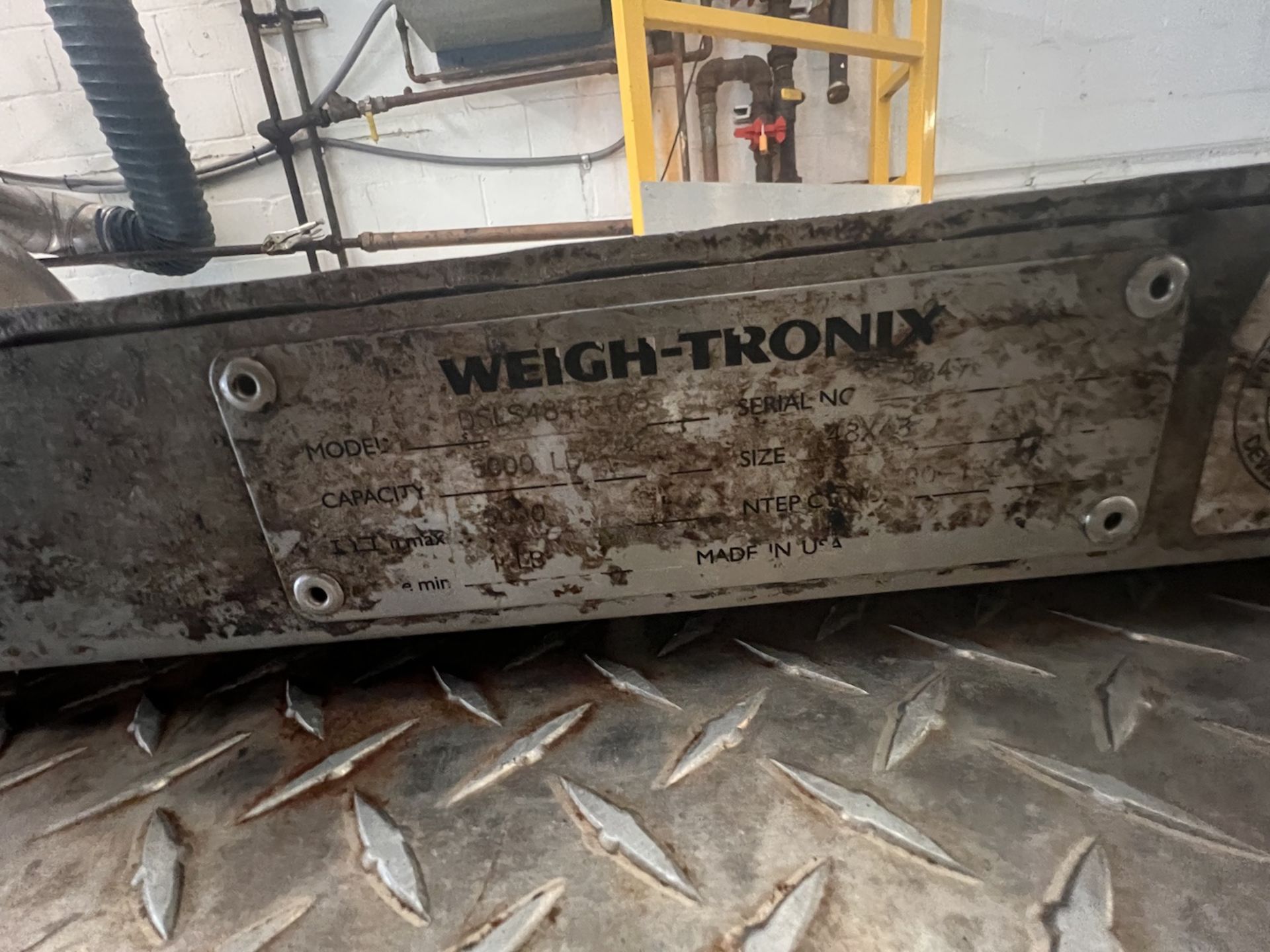 WEIGH-TRONIX S/S FLOOR SCALE WITH DIGITAL READ-OUT, MODEL DSLS4848-05, S/N 58472, 5,000 LB CAPACITY, - Image 10 of 11