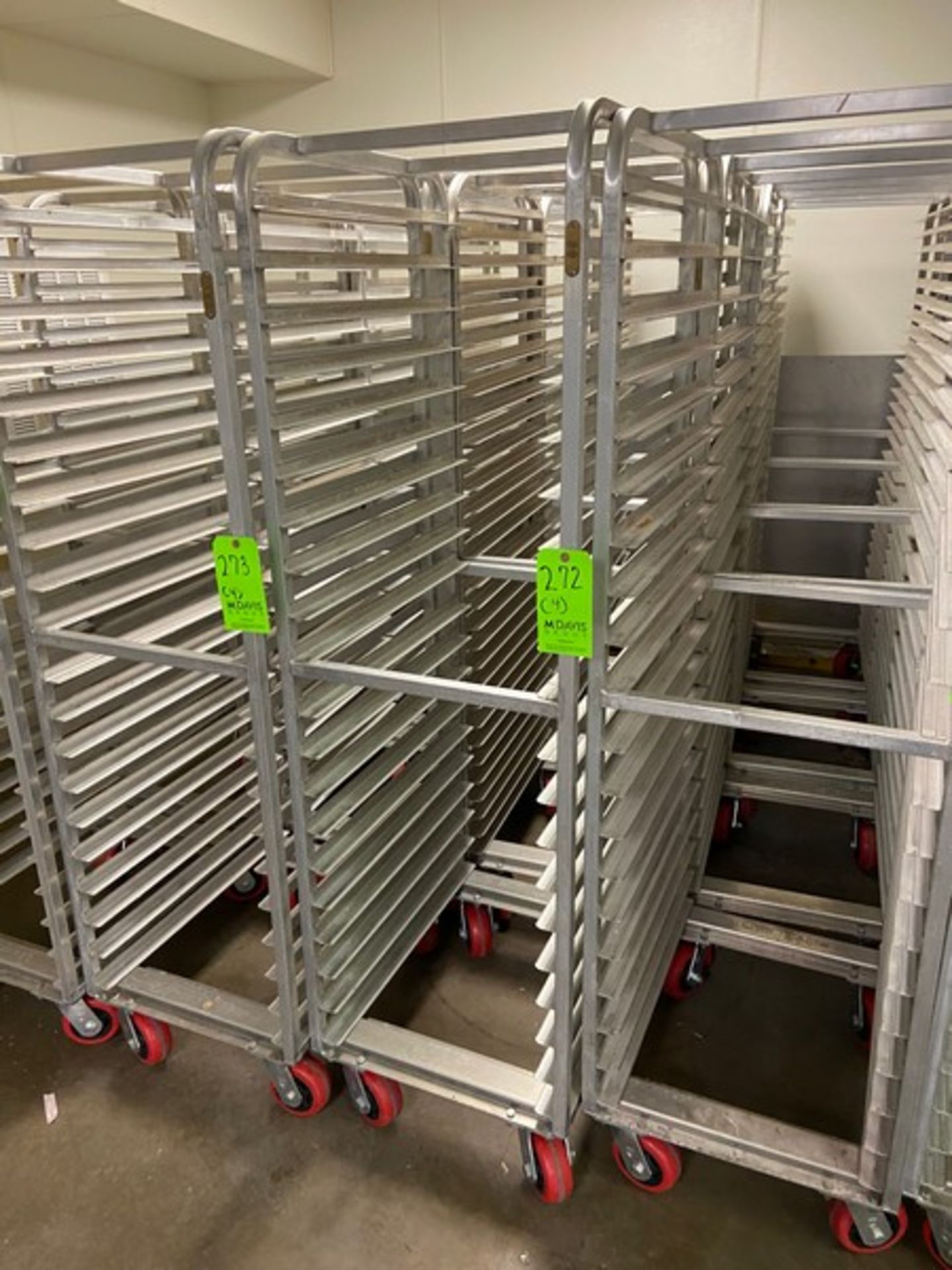 (4) BAKING RACKS, HOLDS 20 PANS, OVERALL DIMS.: APROX. 28" L x 21" W x 70" H (LOCATED IN CALLERY,