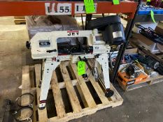 JET HORIZONTAL BAND SAW, WITH MOTOR, MOUNTED ON S/S FRAME (LOCATED IN CALLERY, PA)