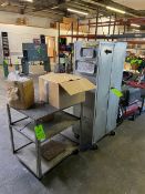PORTABLE SHELVING UNIT & PORTABLE DOUBLE DOOR CABINET (LOCATED IN CALLERY, PA)