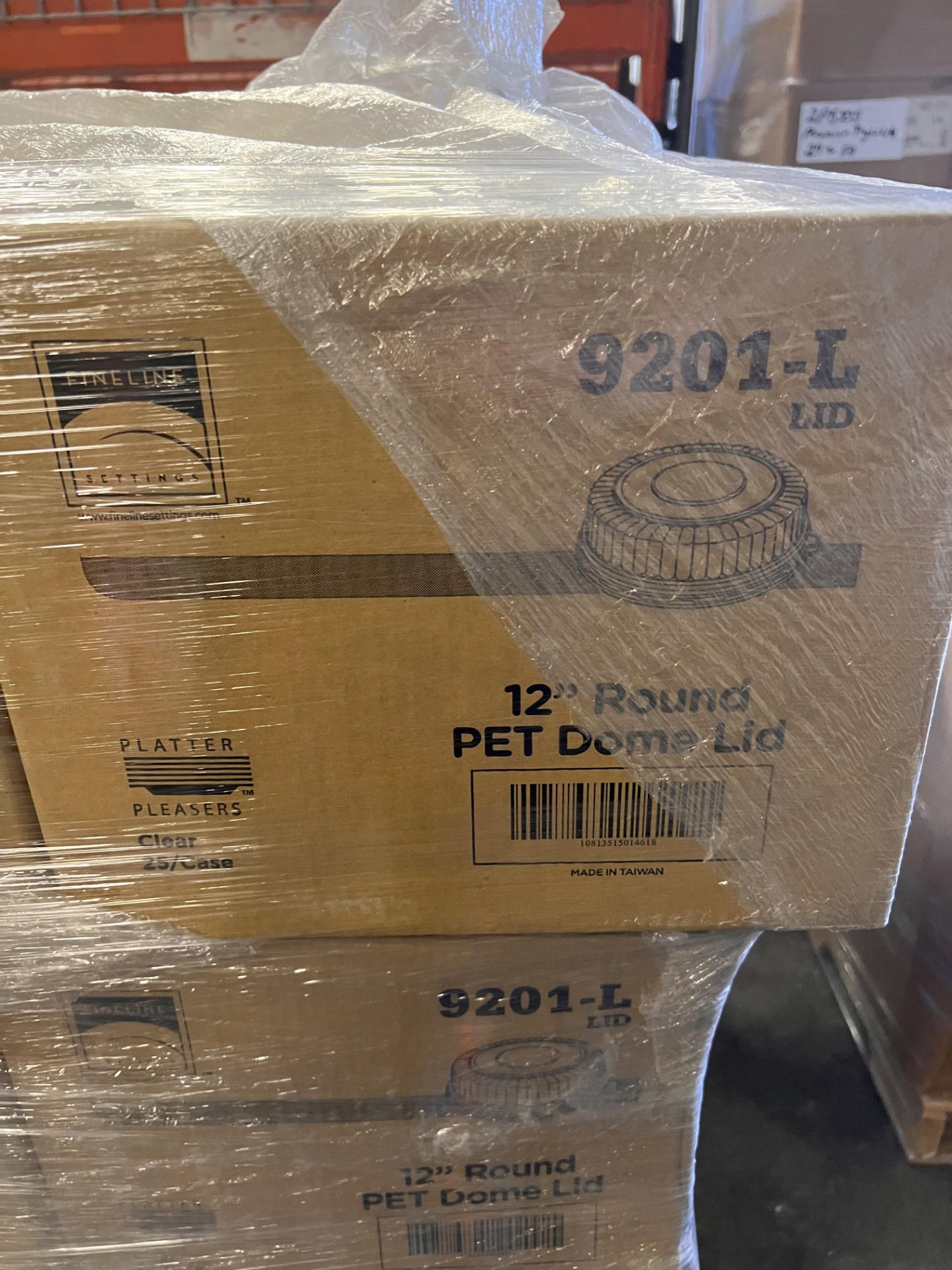 FINE LINE 12 IN. ROUND PET DOME LIDS, (2)  PALLETS (LOADING FEE:  $20.00 USD) (LOADING WILL BE - Image 2 of 2