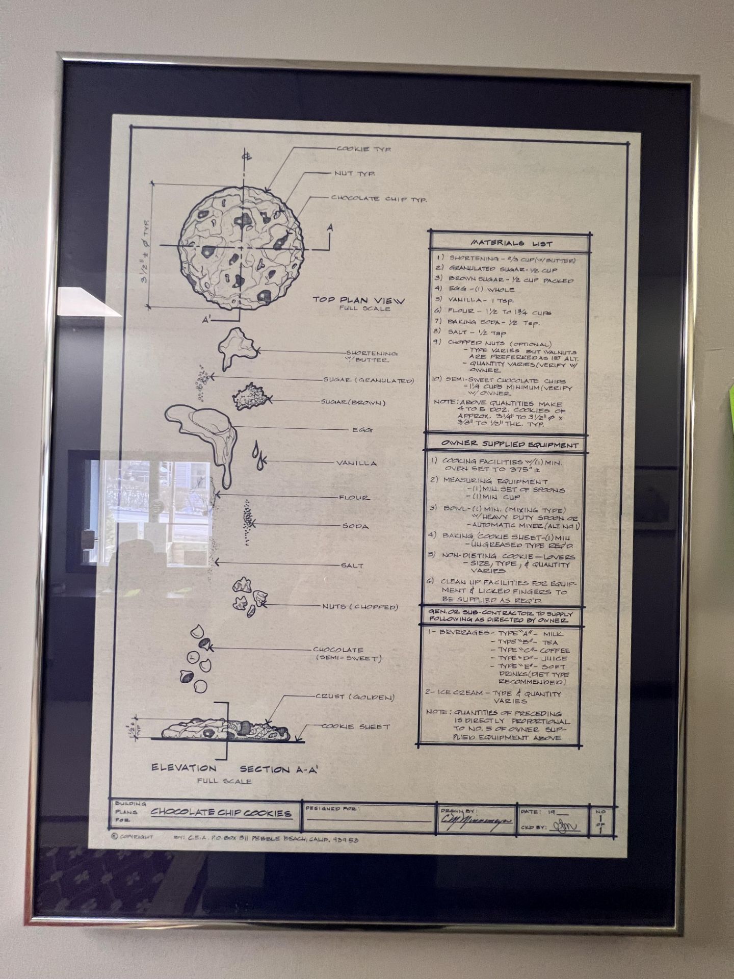 FRAMED PICTURE OF CHOCOLATE CHIP COOKIE RECIPE - Image 2 of 2