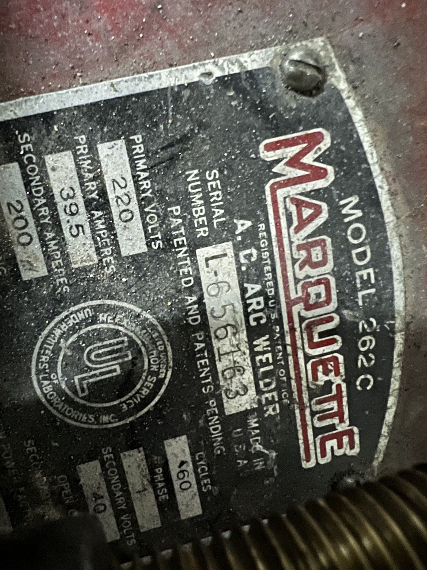 MARQUETTE ARC WELDER, MODEL 2620, S/N L-656163 - Image 4 of 6
