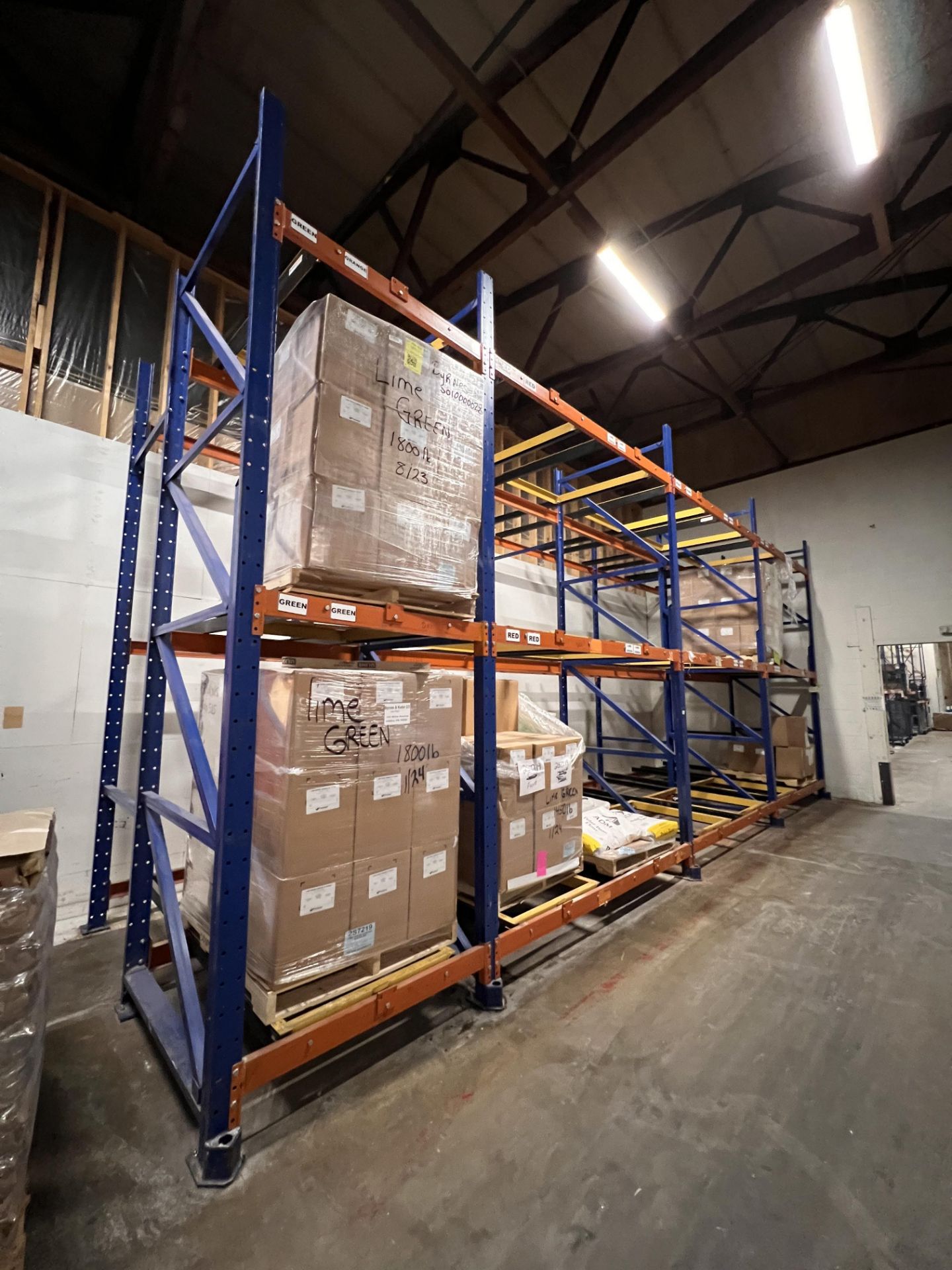 PUSHBACK STYLE PALLET RACKING, APPROX. (9) SECTIONS AND 13 UPRIGHTS, APPROX. 90 PALLET CAPACITY - Image 7 of 13