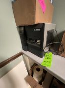 ZEBRA THERMAL LABEL PRINTER, MODEL ZM600, INCLUDES MULTIPLE BOXES OF THERMAL TRANSFER RIBBON AND