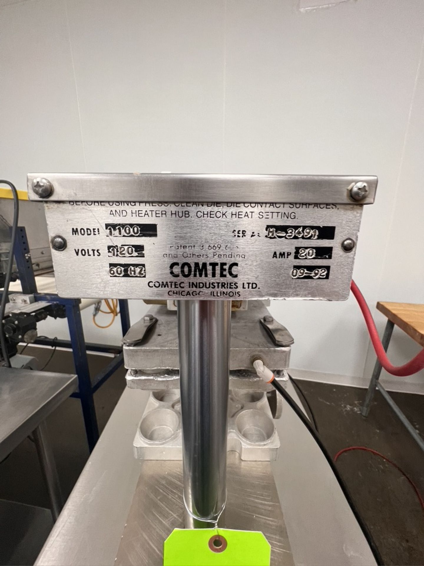 COMTEC 12-STATION PIE / PASTRY / TART PRESS, MODEL 1100, S/N H-3491, 700 CRUSTS PER HOUR, CAPACITIES - Image 5 of 16