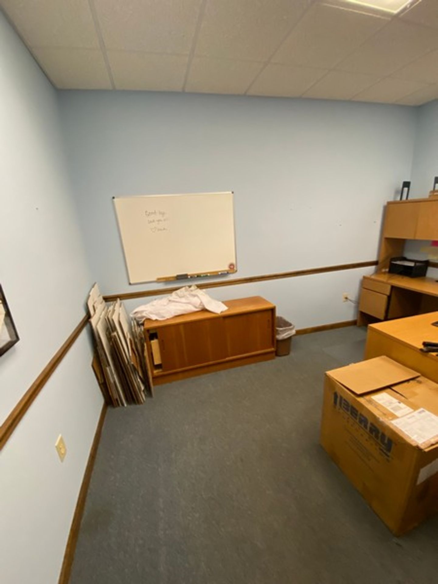 CONTENTS OF OFFICE, INCLUDES DESKS, (2) CHAIRS, COAT RACK, & OTHER PRESENT CONTENTS--SEE PHOTOGRAPHS - Image 2 of 2